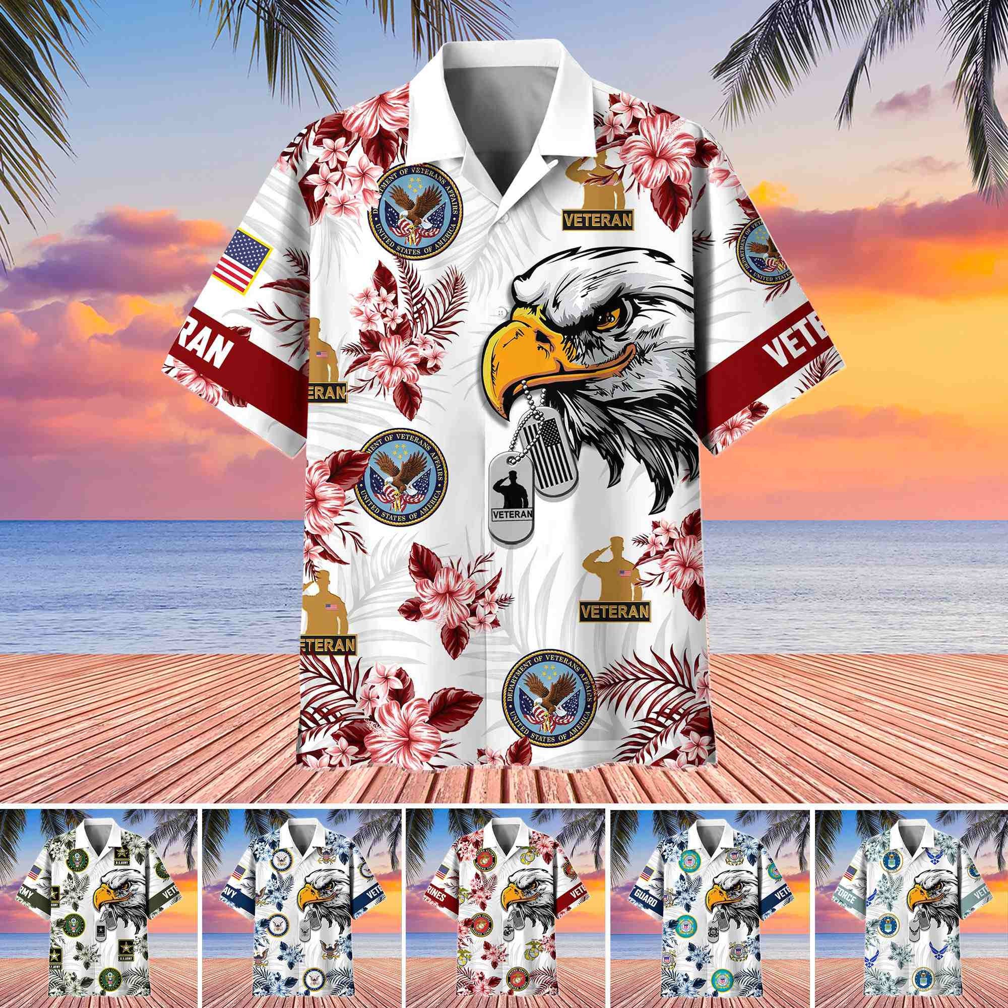 Premium US Veterans Hawaiian Shirt, Gifts For US Veterans, Gifts On Memorial Day, Father's Day, Armed Forces Day, Veterans Day.