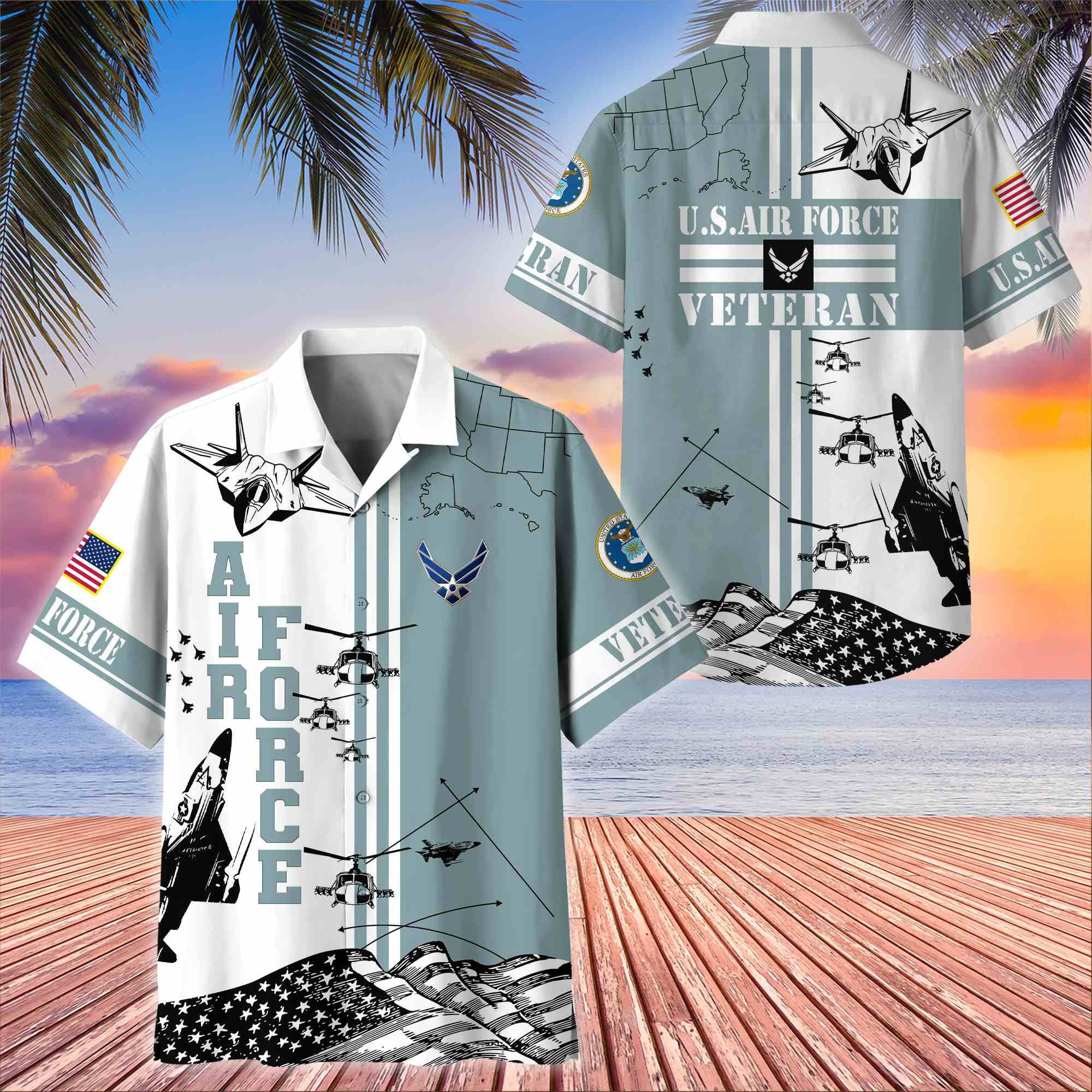 Premium US Veterans Hawaiian Shirt, Gifts For US Veterans, Gifts On Memorial Day, Father's Day, Armed Forces Day, Veterans Day.