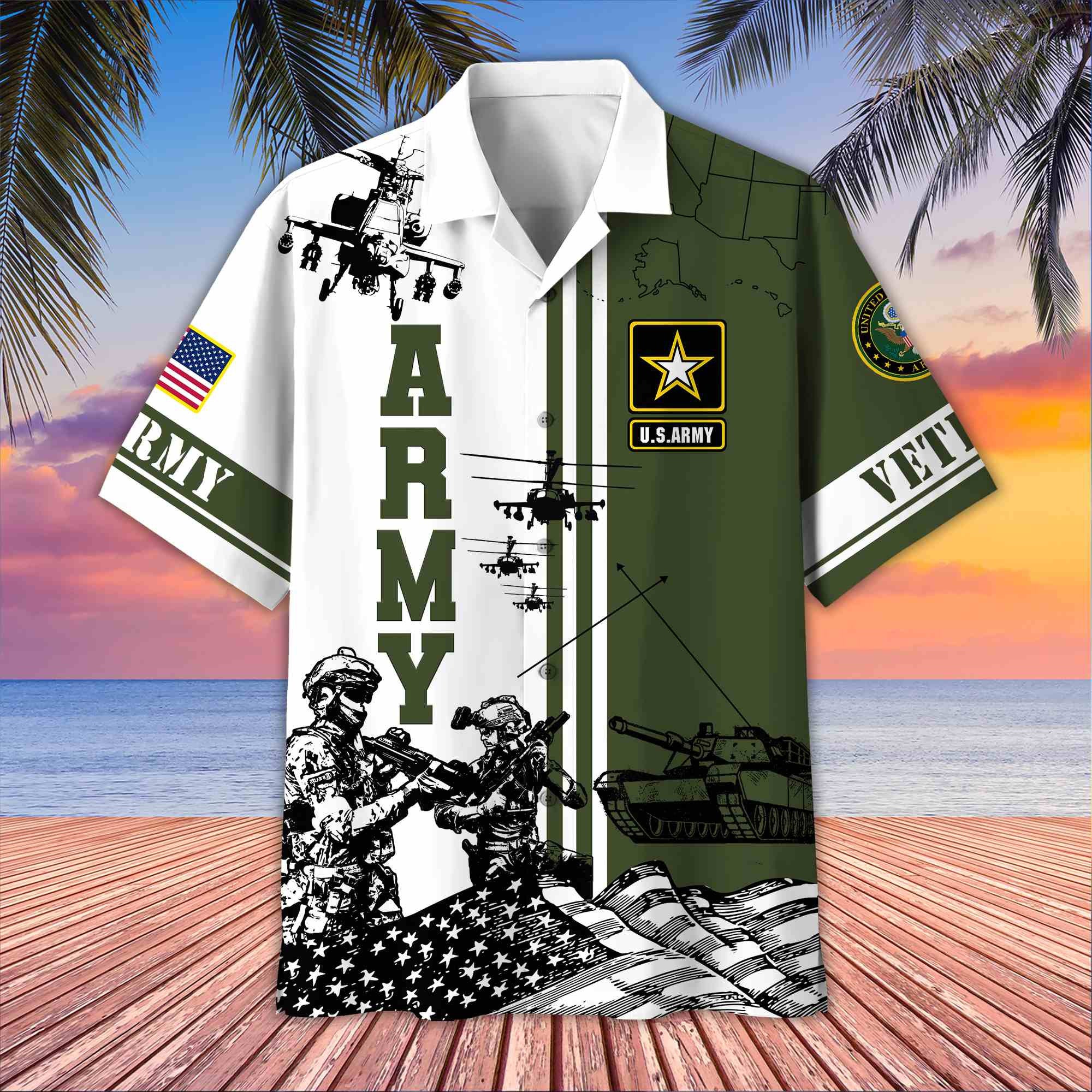 Premium US Veterans Hawaiian Shirt, Gifts For US Veterans, Gifts On Memorial Day, Father's Day, Armed Forces Day, Veterans Day.