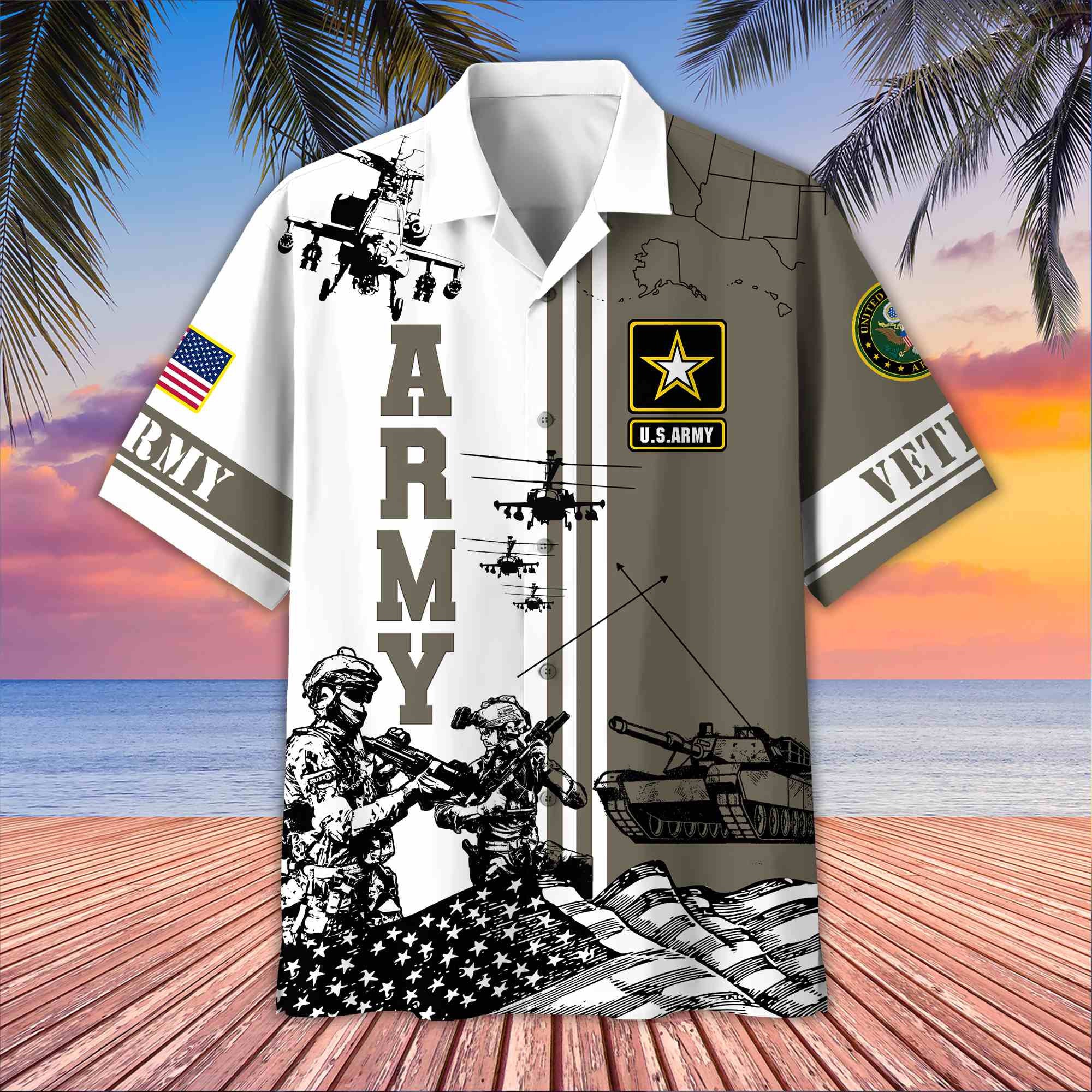 Premium US Veterans Hawaiian Shirt, Gifts For US Veterans, Gifts On Memorial Day, Father's Day, Armed Forces Day, Veterans Day.