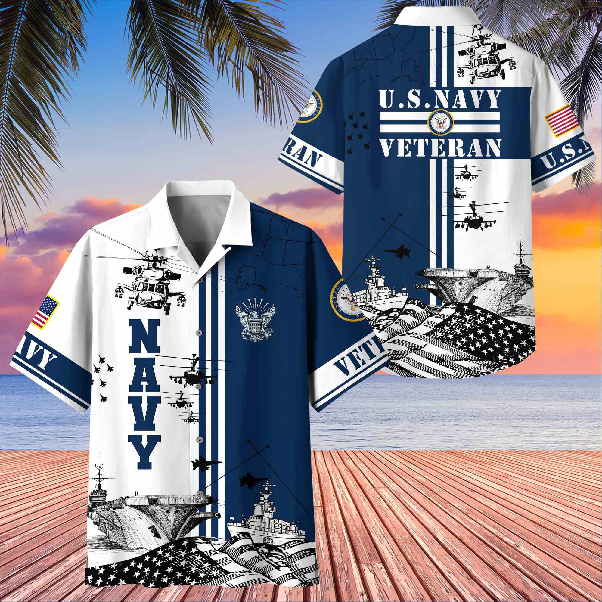 Premium US Veterans Hawaiian Shirt, Gifts For US Veterans, Gifts On Memorial Day, Father's Day, Armed Forces Day, Veterans Day.