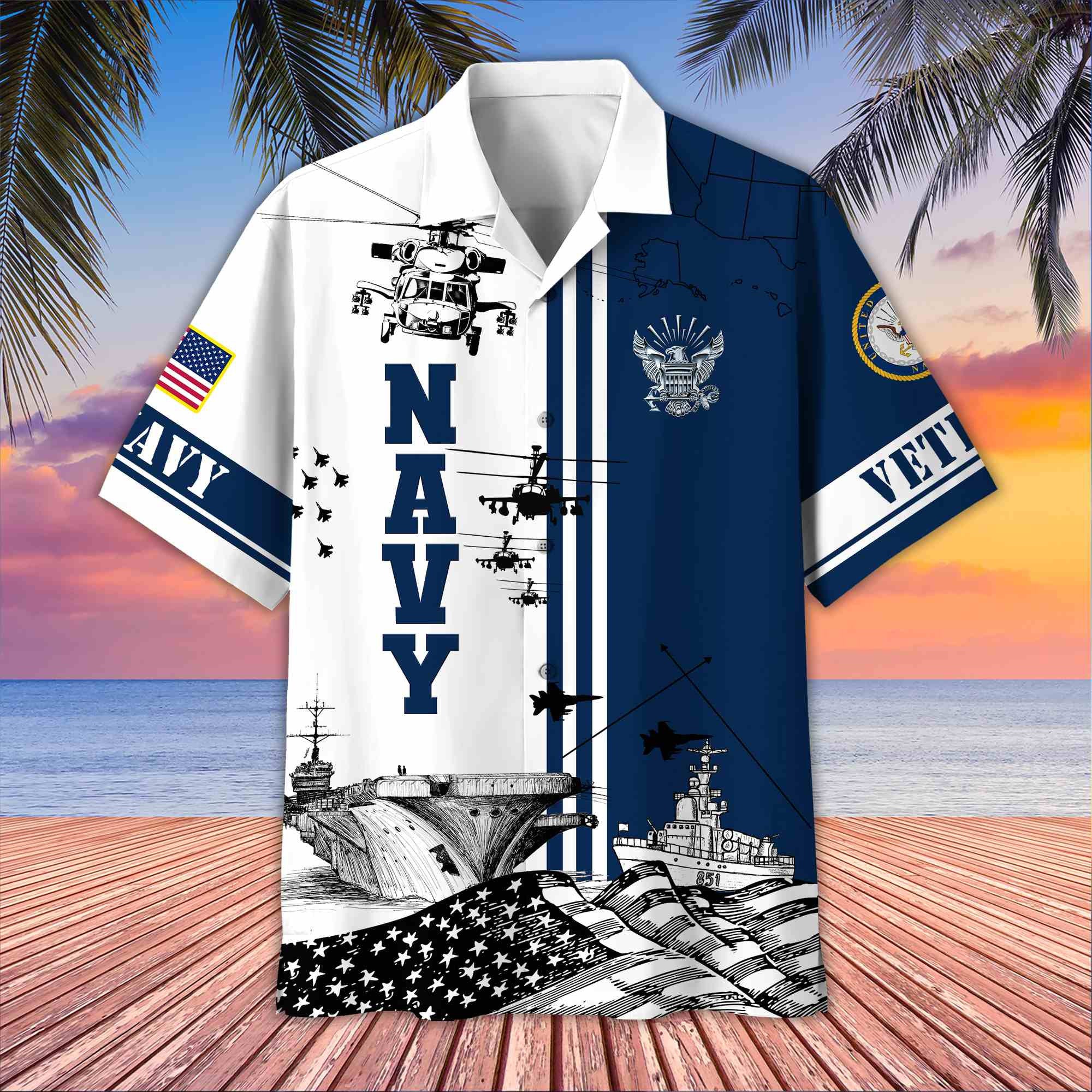 Premium US Veterans Hawaiian Shirt, Gifts For US Veterans, Gifts On Memorial Day, Father's Day, Armed Forces Day, Veterans Day.