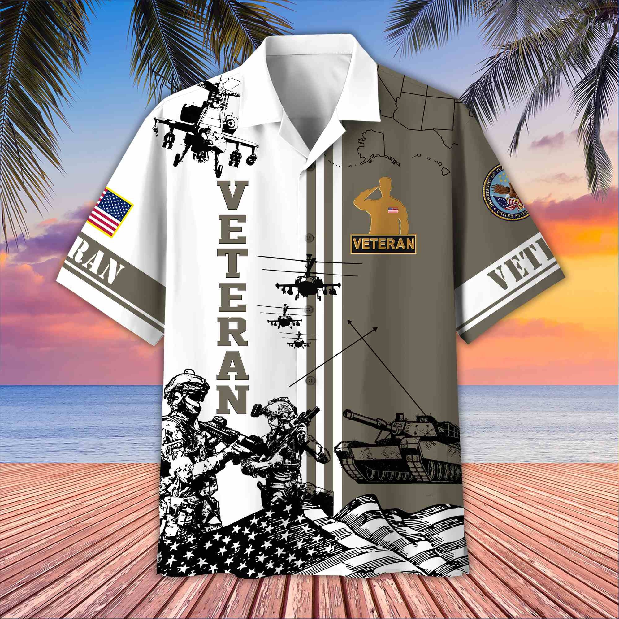 Premium US Veterans Hawaiian Shirt, Gifts For US Veterans, Gifts On Memorial Day, Father's Day, Armed Forces Day, Veterans Day.