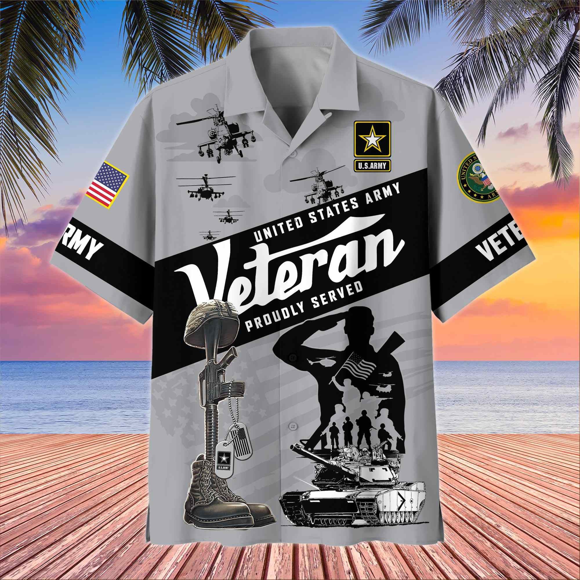 Premium US Veterans Hawaiian Shirt, Gifts For US Veterans, Gifts On Memorial Day, Father's Day, Armed Forces Day, Veterans Day.