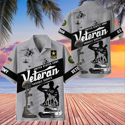 Premium US Veterans Hawaiian Shirt, Gifts For US Veterans, Gifts On Memorial Day, Father's Day, Armed Forces Day, Veterans Day.