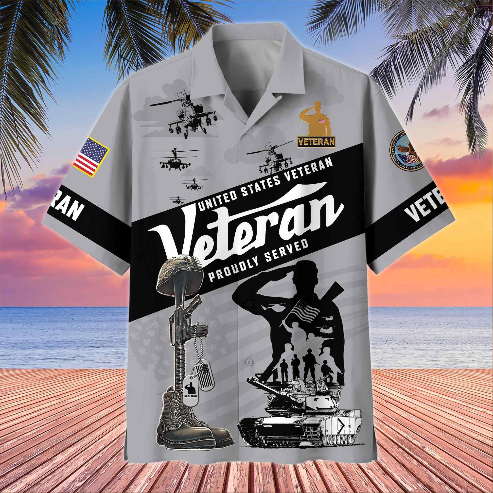 Premium US Veterans Hawaiian Shirt, Gifts For US Veterans, Gifts On Memorial Day, Father's Day, Armed Forces Day, Veterans Day.