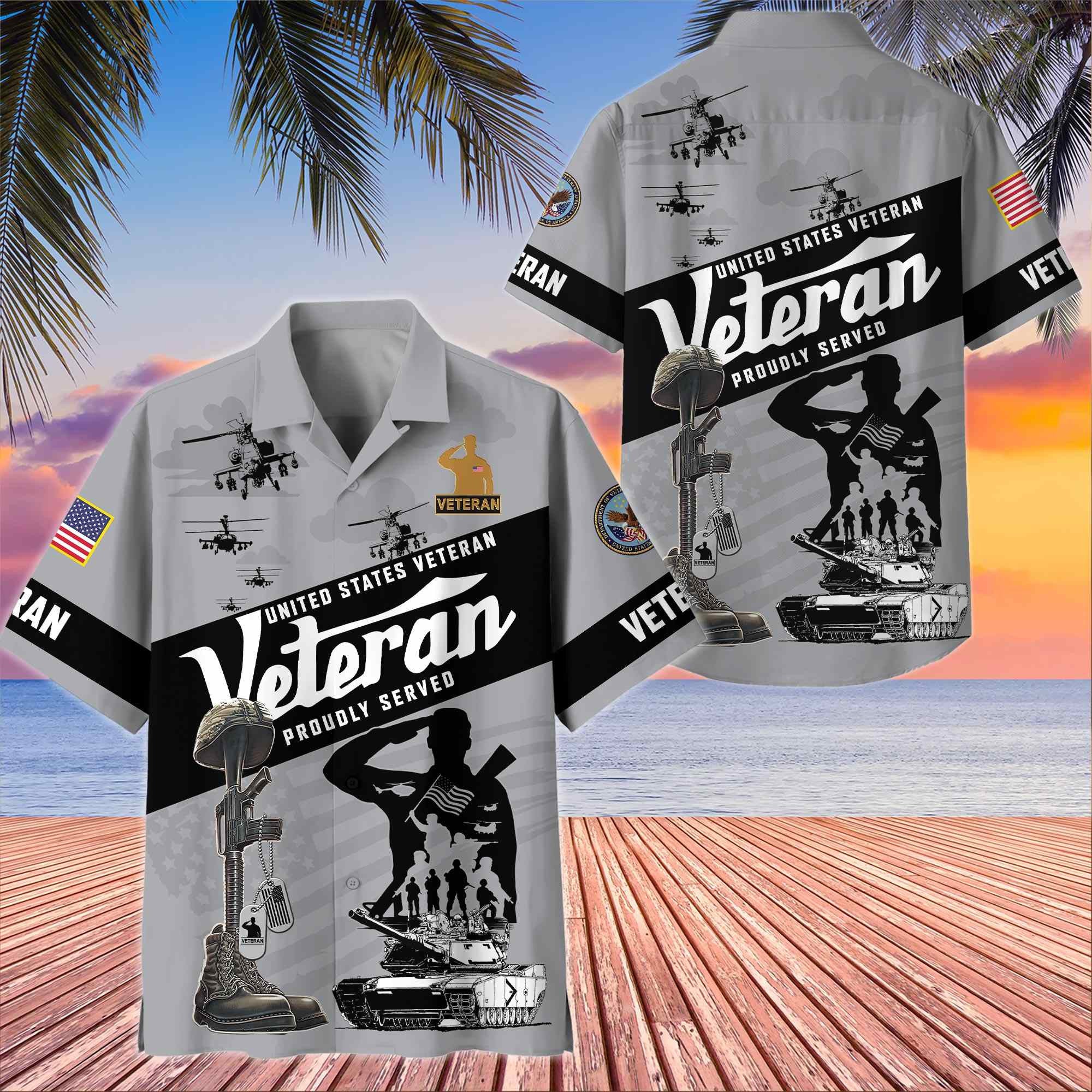 Premium US Veterans Hawaiian Shirt, Gifts For US Veterans, Gifts On Memorial Day, Father's Day, Armed Forces Day, Veterans Day.