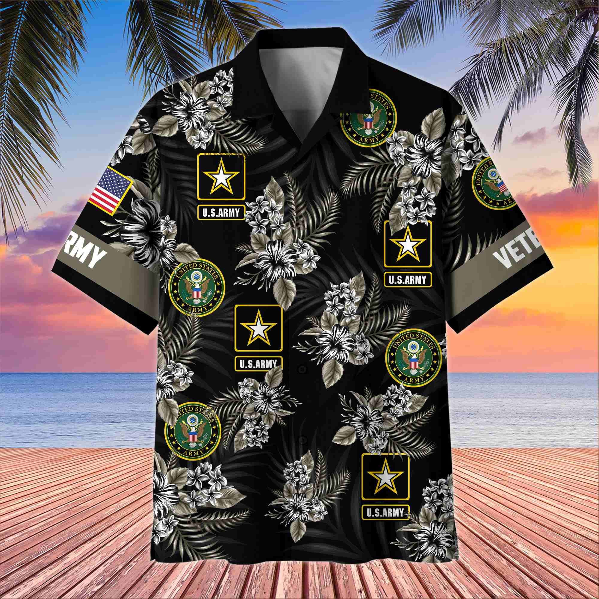 Premium US Veterans Hawaiian Shirt, Gifts For US Veterans, Gifts On Memorial Day, Father's Day, Armed Forces Day, Veterans Day.