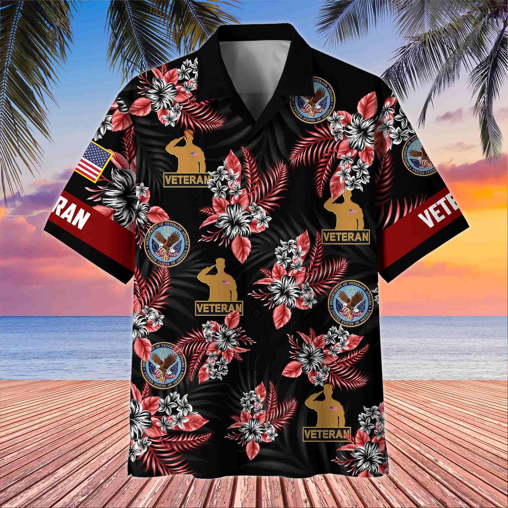 Premium US Veterans Hawaiian Shirt, Gifts For US Veterans, Gifts On Memorial Day, Father's Day, Armed Forces Day, Veterans Day.