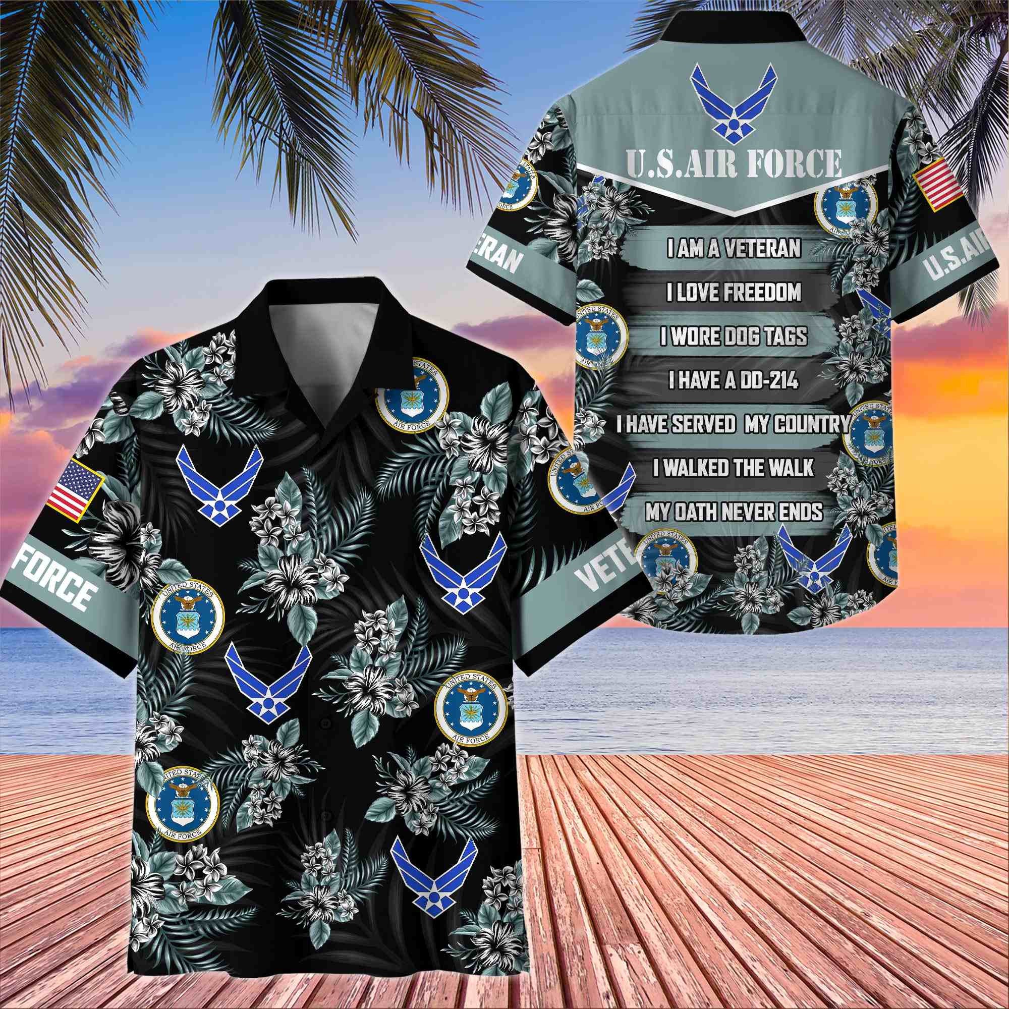 Premium US Veterans Hawaiian Shirt, Gifts For US Veterans, Gifts On Memorial Day, Father's Day, Armed Forces Day, Veterans Day.