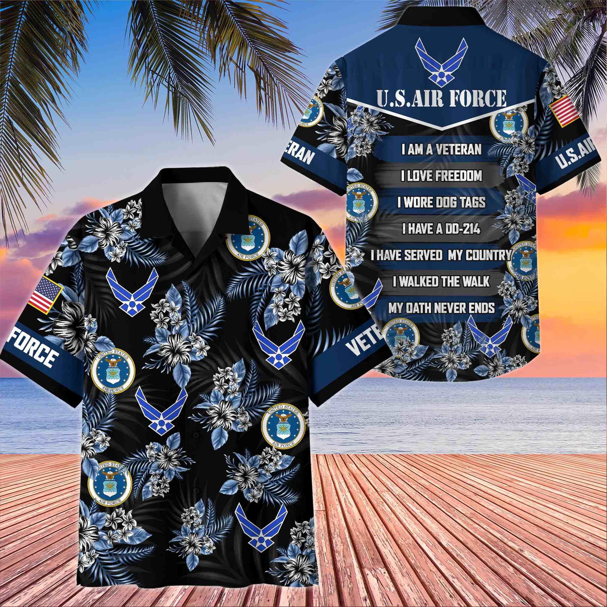 Premium US Veterans Hawaiian Shirt, Gifts For US Veterans, Gifts On Memorial Day, Father's Day, Armed Forces Day, Veterans Day.