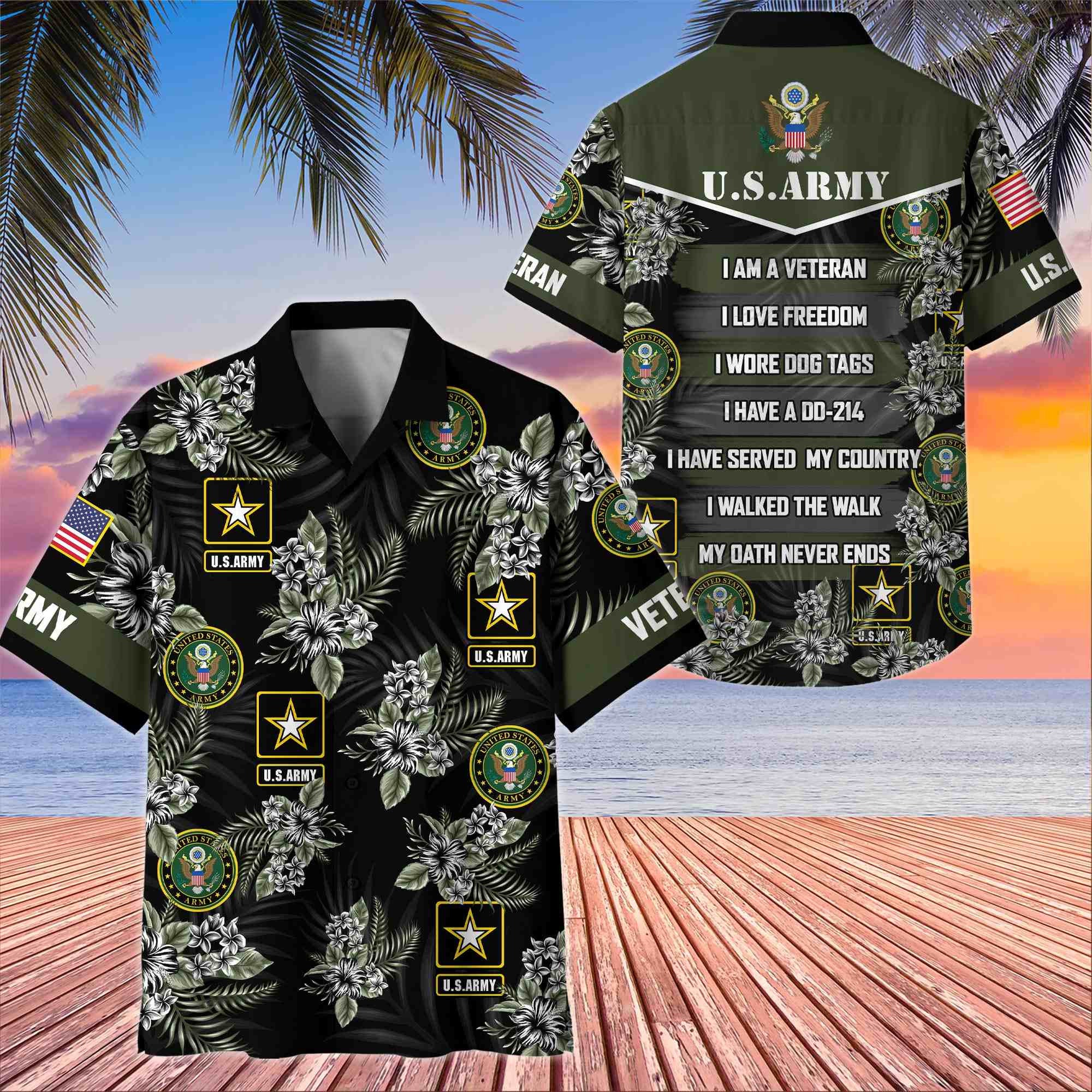 Premium US Veterans Hawaiian Shirt, Gifts For US Veterans, Gifts On Memorial Day, Father's Day, Armed Forces Day, Veterans Day.