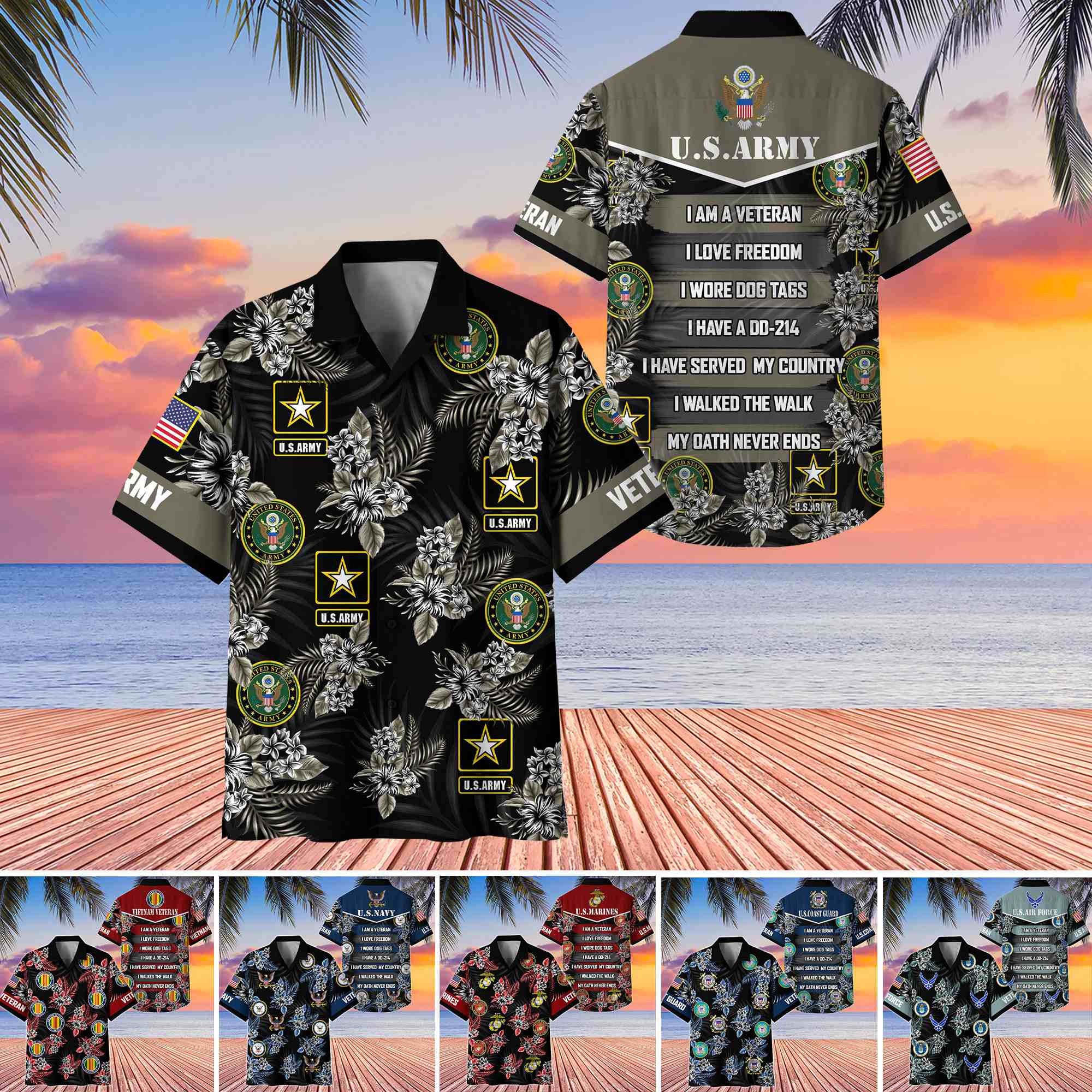 Premium US Veterans Hawaiian Shirt, Gifts For US Veterans, Gifts On Memorial Day, Father's Day, Armed Forces Day, Veterans Day.
