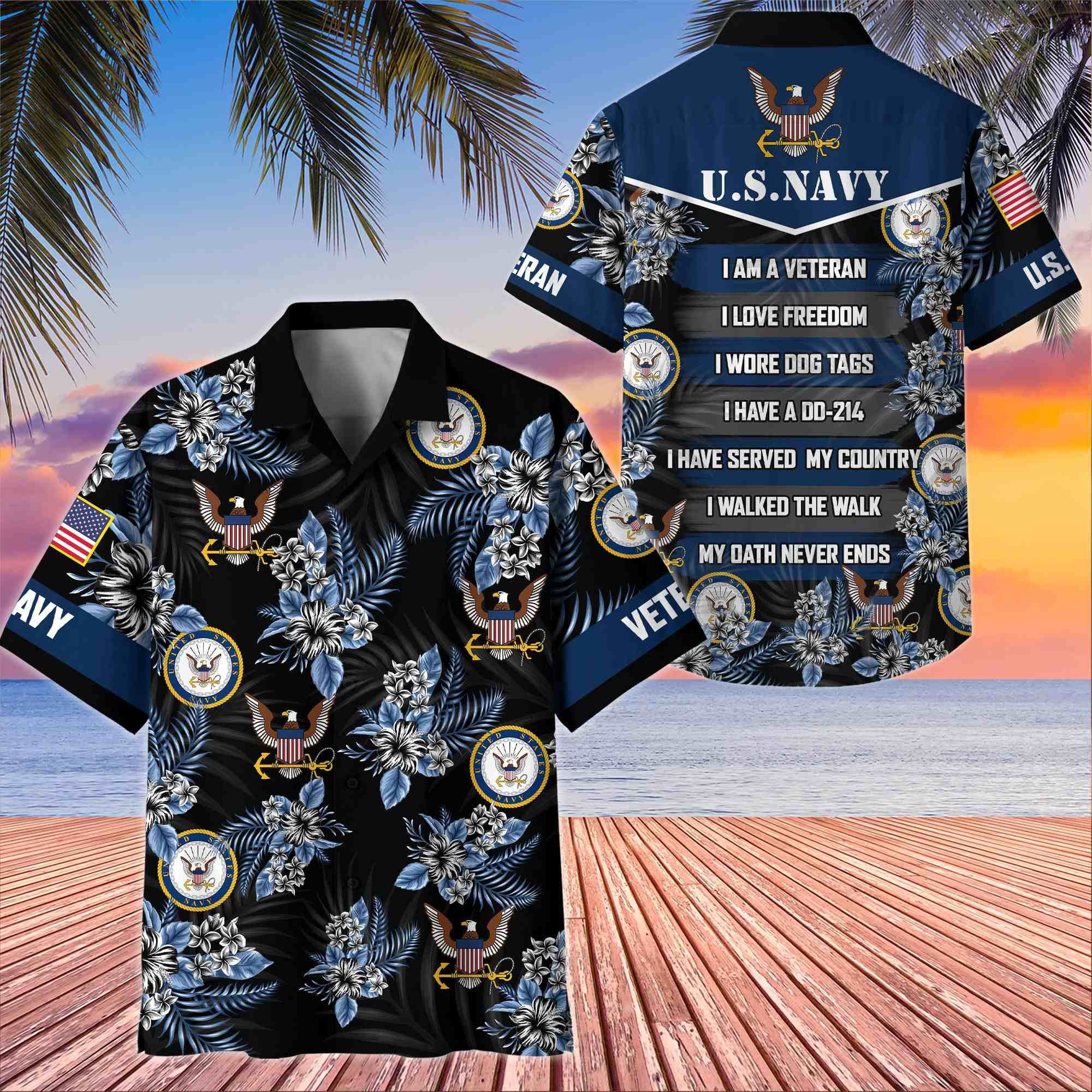 Premium US Veterans Hawaiian Shirt, Gifts For US Veterans, Gifts On Memorial Day, Father's Day, Armed Forces Day, Veterans Day.