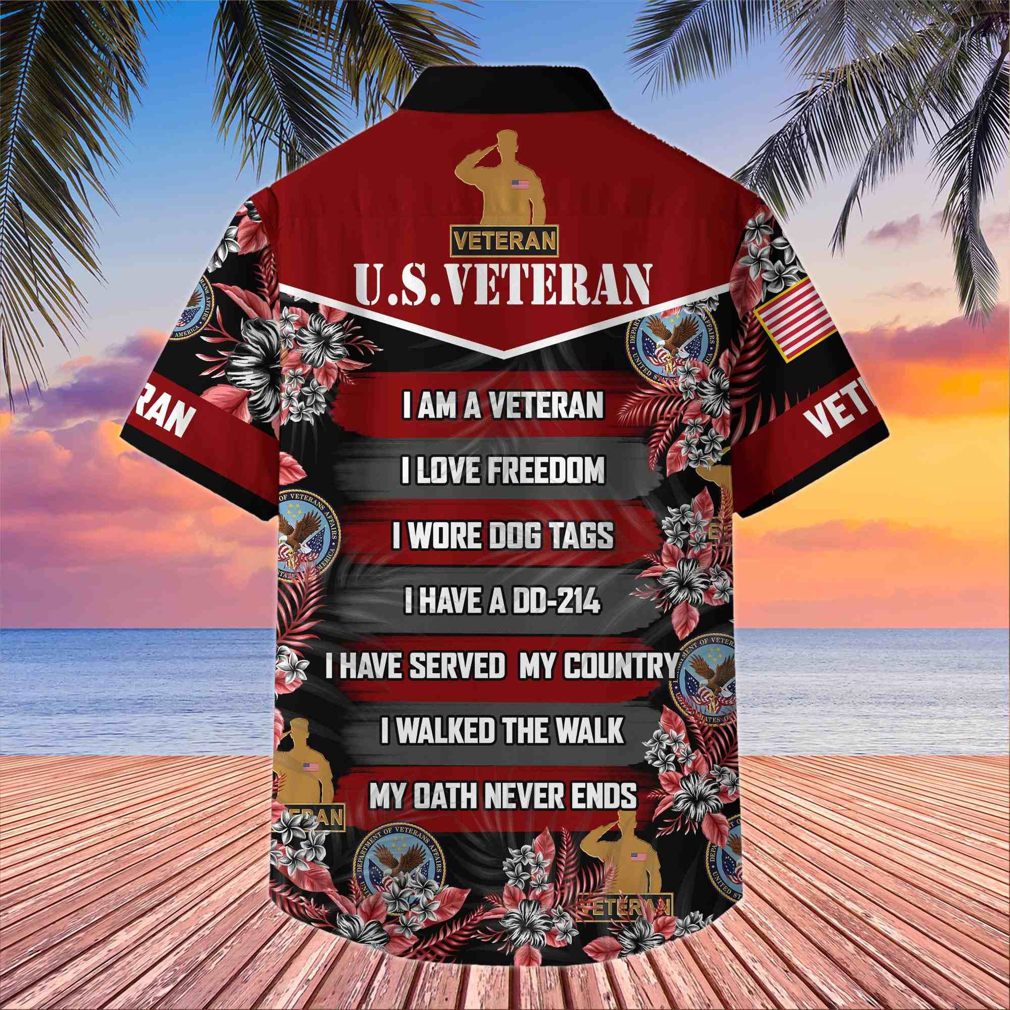 Premium US Veterans Hawaiian Shirt, Gifts For US Veterans, Gifts On Memorial Day, Father's Day, Armed Forces Day, Veterans Day.