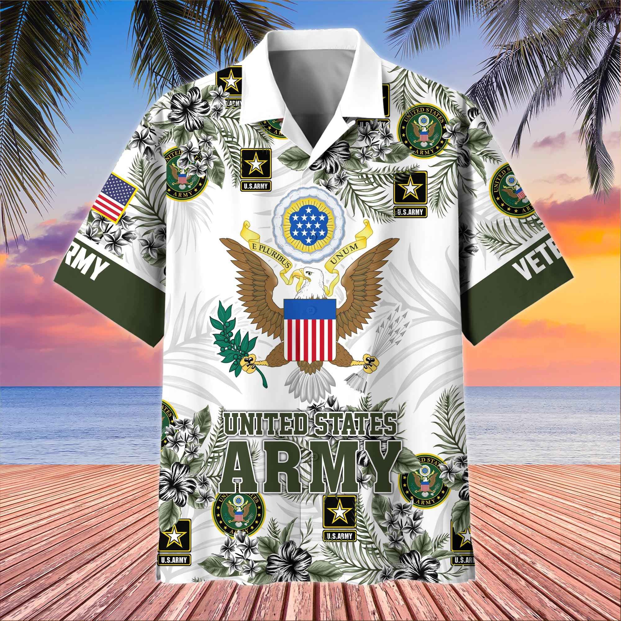 Premium US Veterans Hawaiian Shirt, Gifts For US Veterans, Gifts On Memorial Day, Father's Day, Armed Forces Day, Veterans Day.