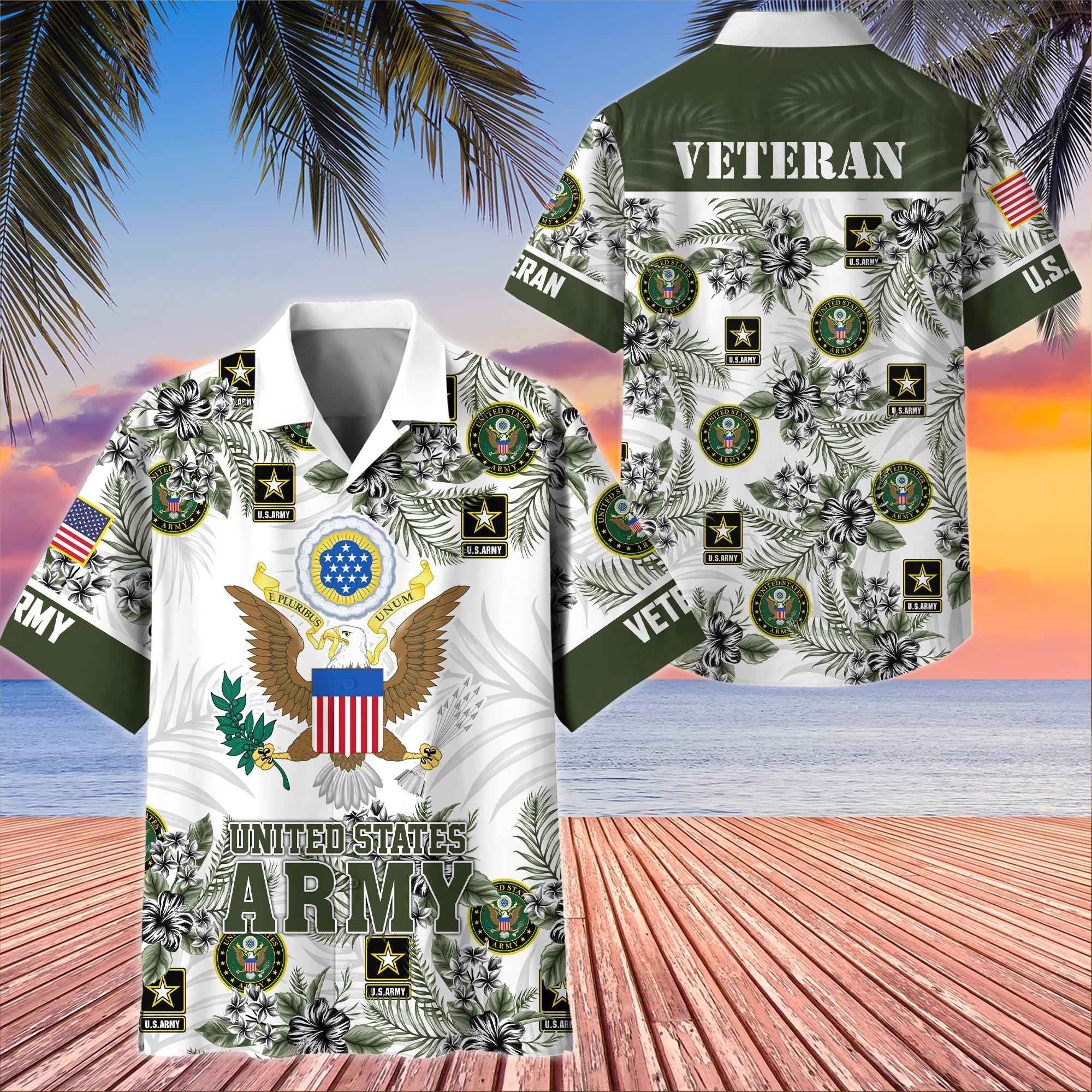 Premium US Veterans Hawaiian Shirt, Gifts For US Veterans, Gifts On Memorial Day, Father's Day, Armed Forces Day, Veterans Day.