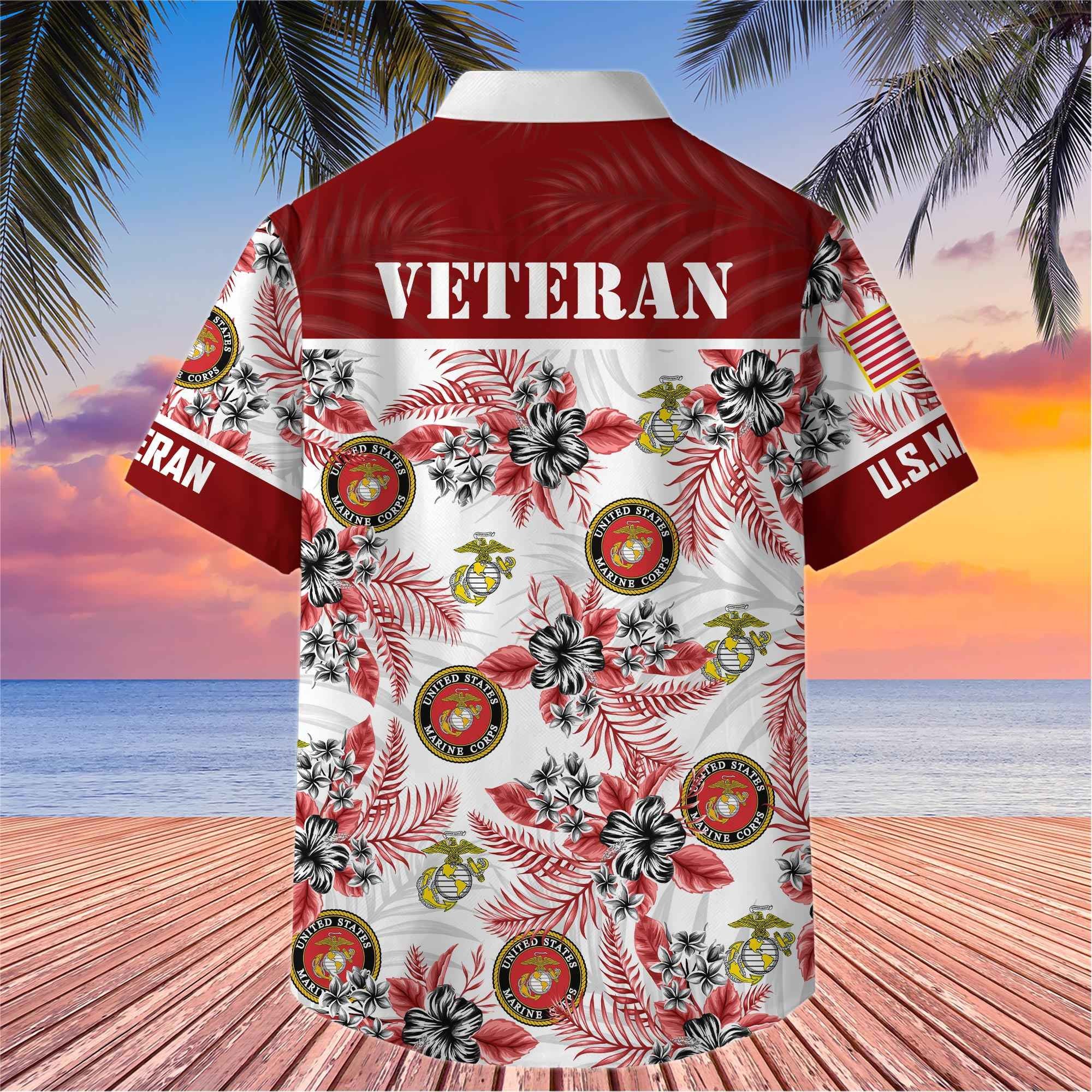 Premium US Veterans Hawaiian Shirt, Gifts For US Veterans, Gifts On Memorial Day, Father's Day, Armed Forces Day, Veterans Day.