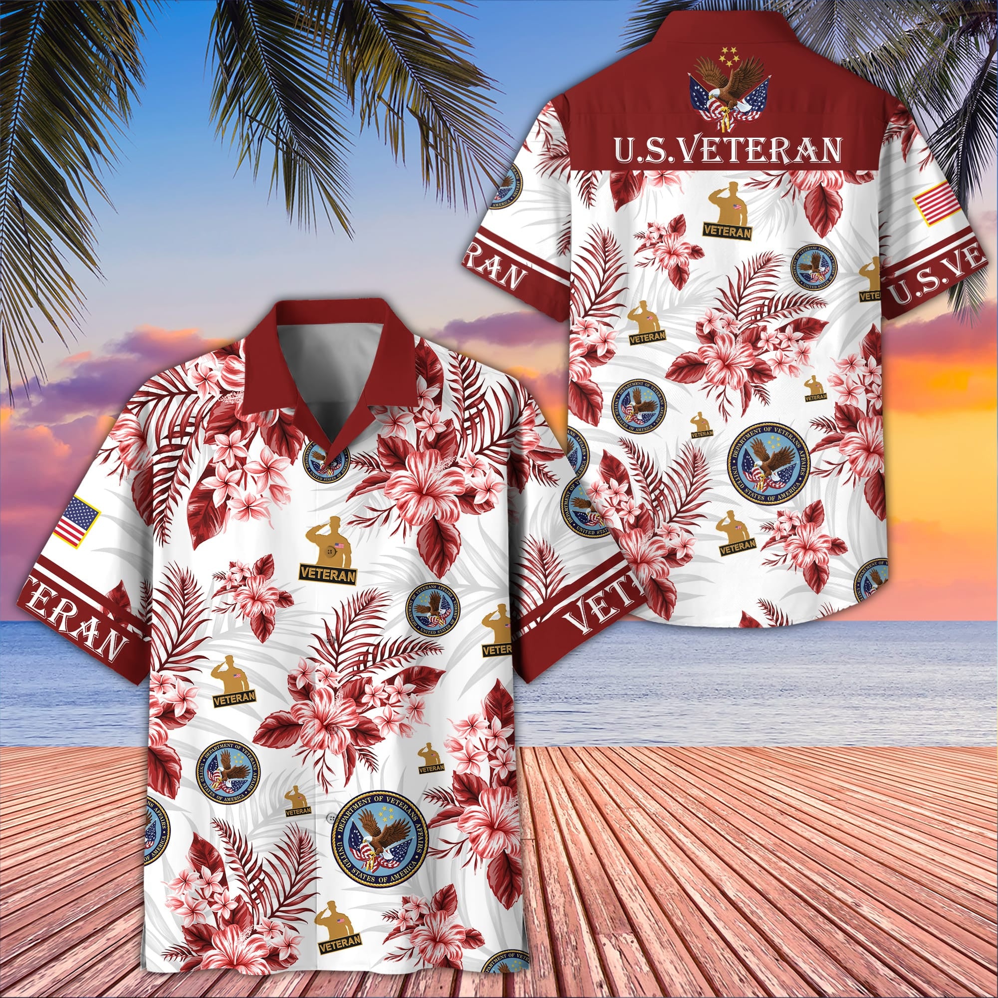 Premium US Veterans Hawaiian Shirt, Gifts For US Veterans, Gifts On Memorial Day, Father's Day, Armed Forces Day, Veterans Day.