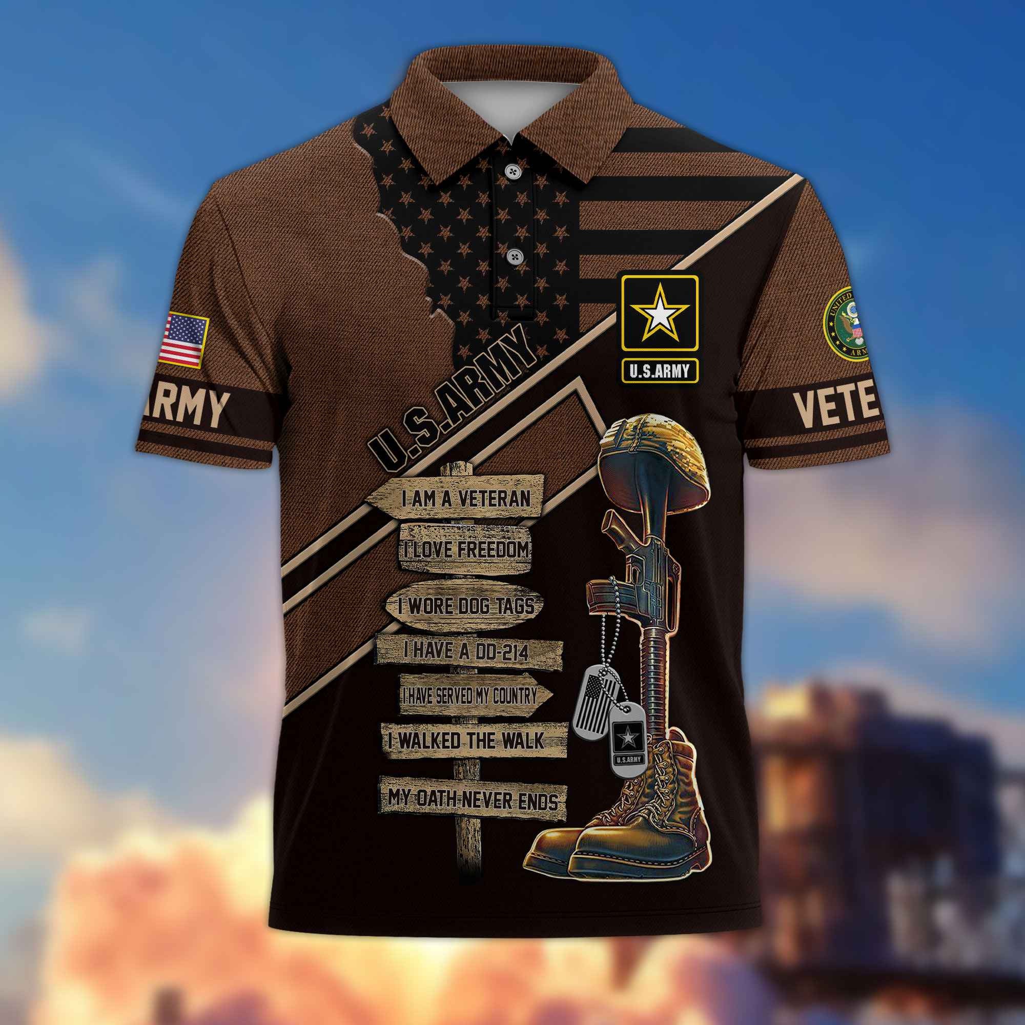 Premium US Veterans Polo Shirt, Gifts For US Veterans, Gifts For Dad, For Husband, Gifts On Father's Day, Armed Forces Day, Independence Day, Veterans Day.