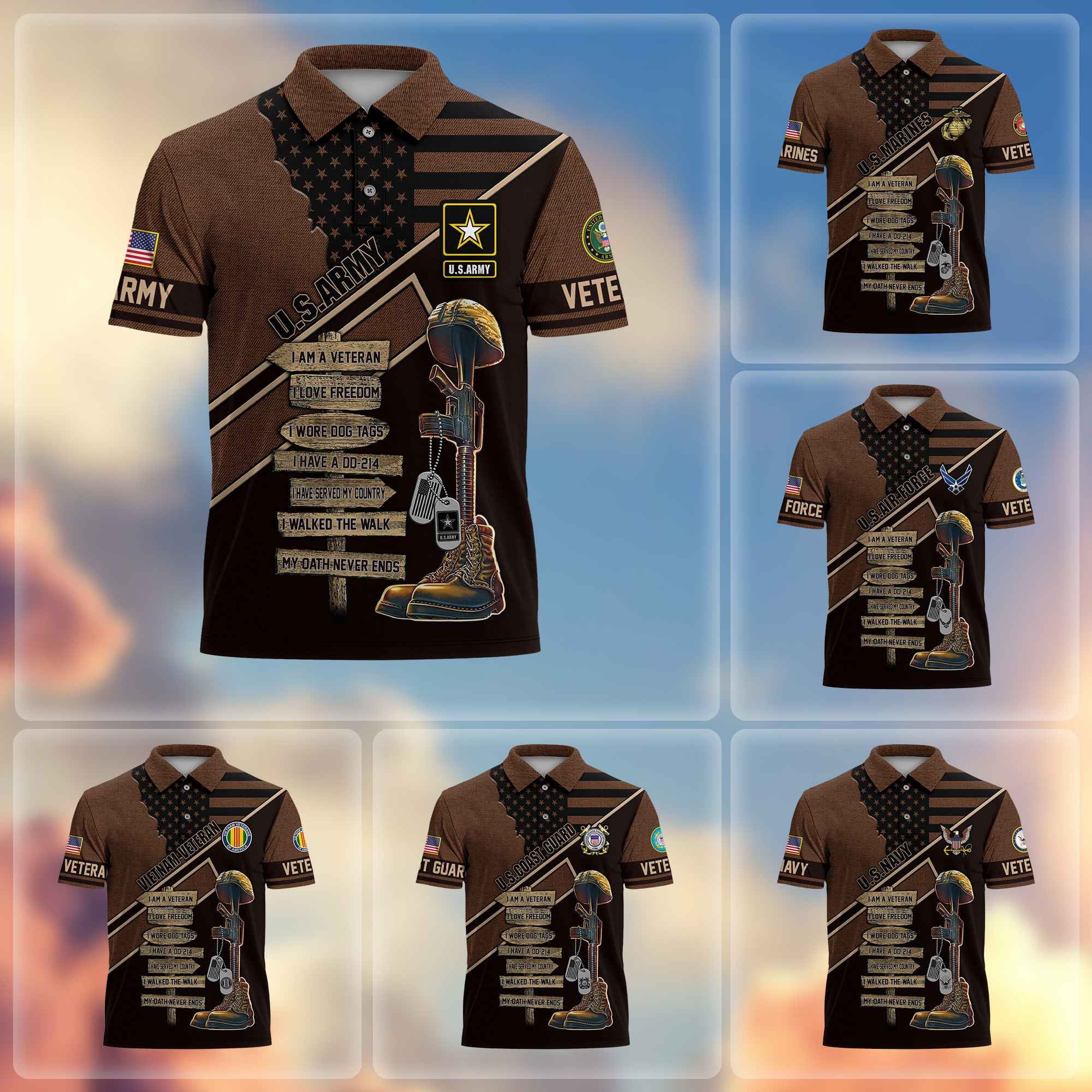 Premium US Veterans Polo Shirt, Gifts For US Veterans, Gifts For Dad, For Husband, Gifts On Father's Day, Armed Forces Day, Independence Day, Veterans Day.