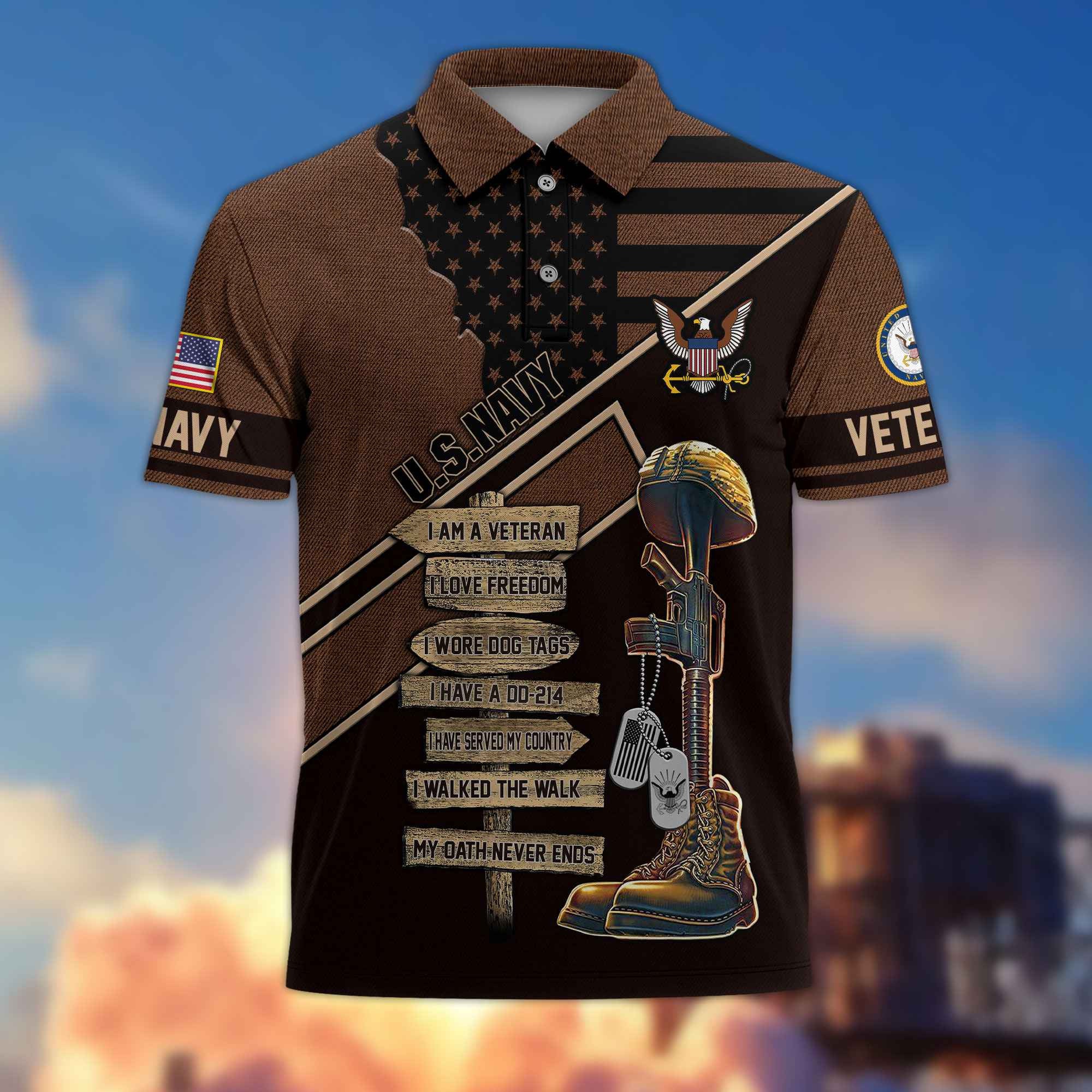 Premium US Veterans Polo Shirt, Gifts For US Veterans, Gifts For Dad, For Husband, Gifts On Father's Day, Armed Forces Day, Independence Day, Veterans Day.