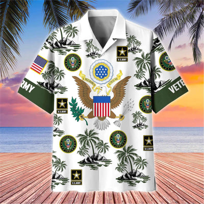 Premium US Veterans Hawaiian Shirt, Gifts For US Veterans, Gifts On Father's Day, Armed Forces Day, Veterans Day.