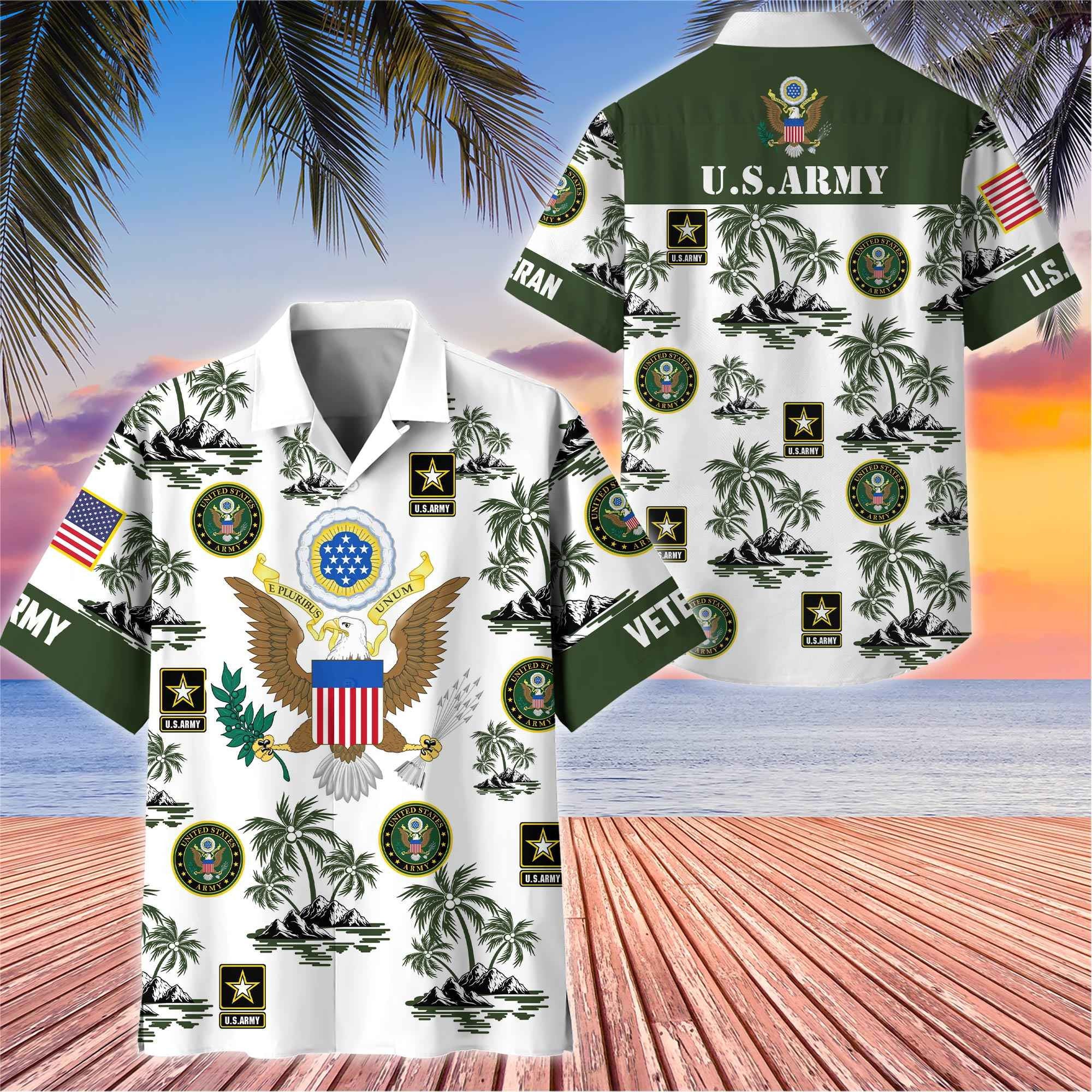 Premium US Veterans Hawaiian Shirt, Gifts For US Veterans, Gifts On Father's Day, Armed Forces Day, Veterans Day.