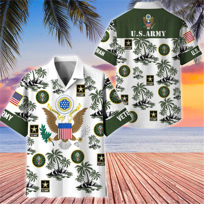 Premium US Veterans Hawaiian Shirt, Gifts For US Veterans, Gifts On Father's Day, Armed Forces Day, Veterans Day.