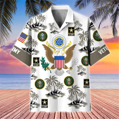 Premium US Veterans Hawaiian Shirt, Gifts For US Veterans, Gifts On Father's Day, Armed Forces Day, Veterans Day.