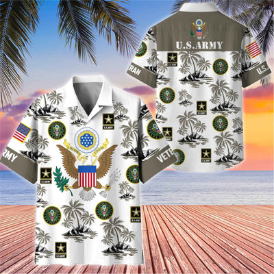 Premium US Veterans Hawaiian Shirt, Gifts For US Veterans, Gifts On Father's Day, Armed Forces Day, Veterans Day.