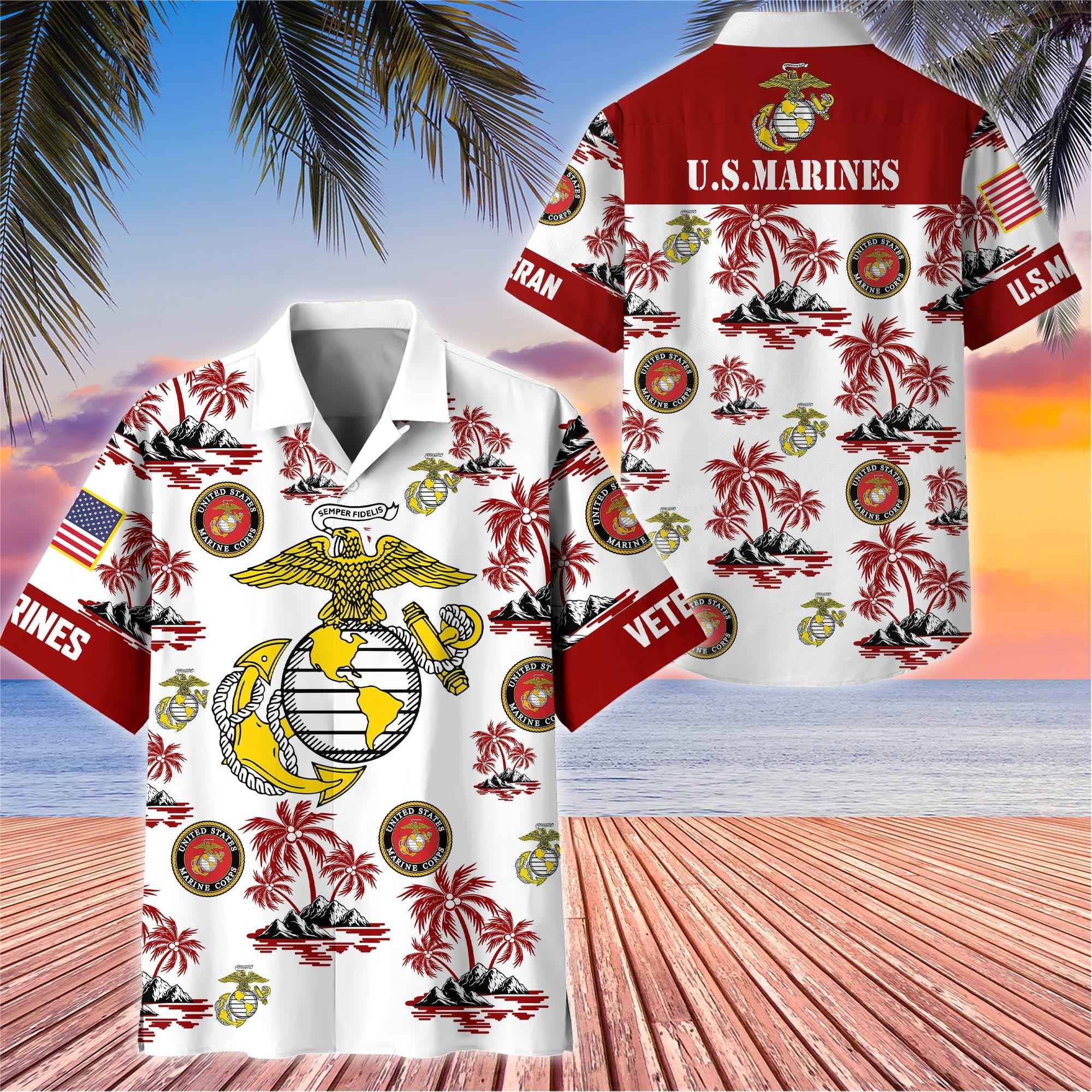 Premium US Veterans Hawaiian Shirt, Gifts For US Veterans, Gifts On Father's Day, Armed Forces Day, Veterans Day.