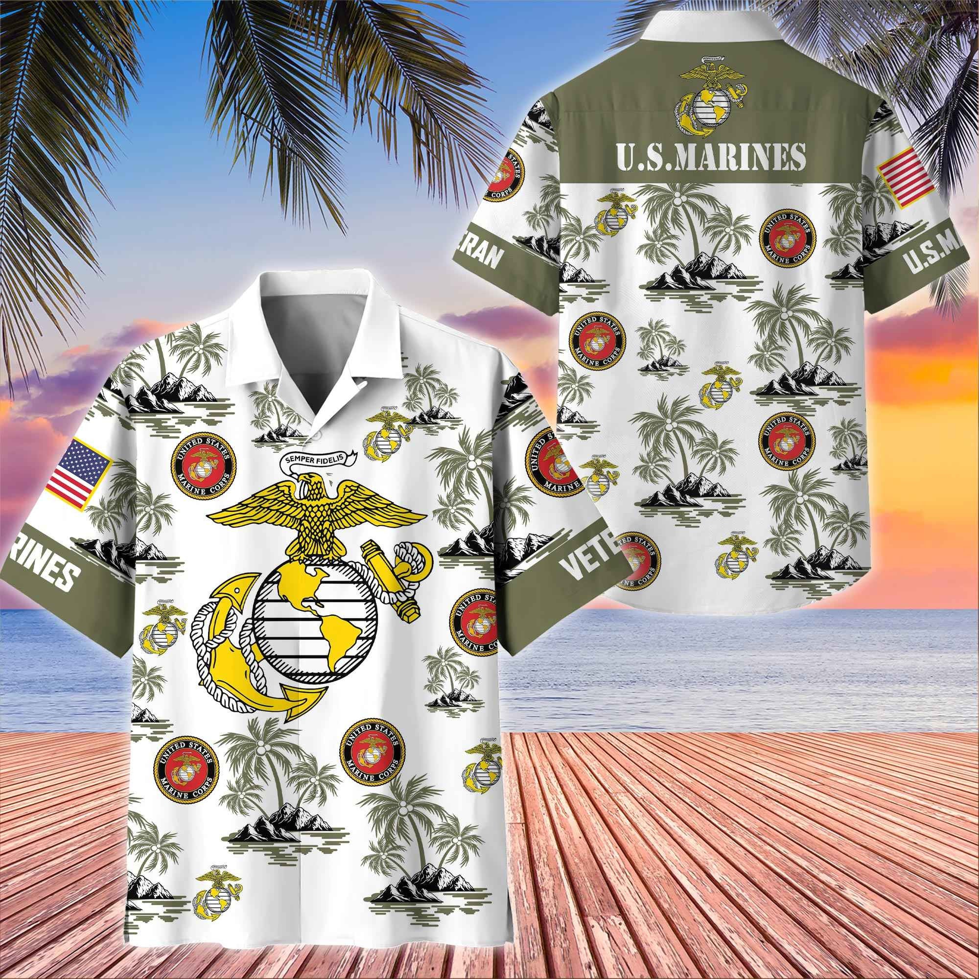 Premium US Veterans Hawaiian Shirt, Gifts For US Veterans, Gifts On Father's Day, Armed Forces Day, Veterans Day.