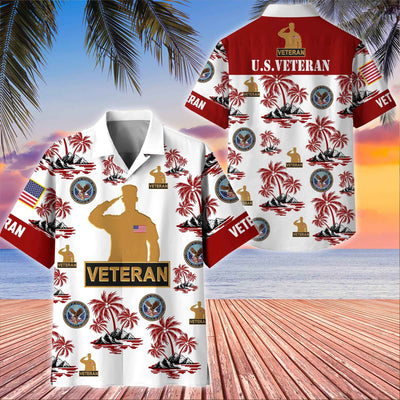 Premium US Veterans Hawaiian Shirt, Gifts For US Veterans, Gifts On Father's Day, Armed Forces Day, Veterans Day.