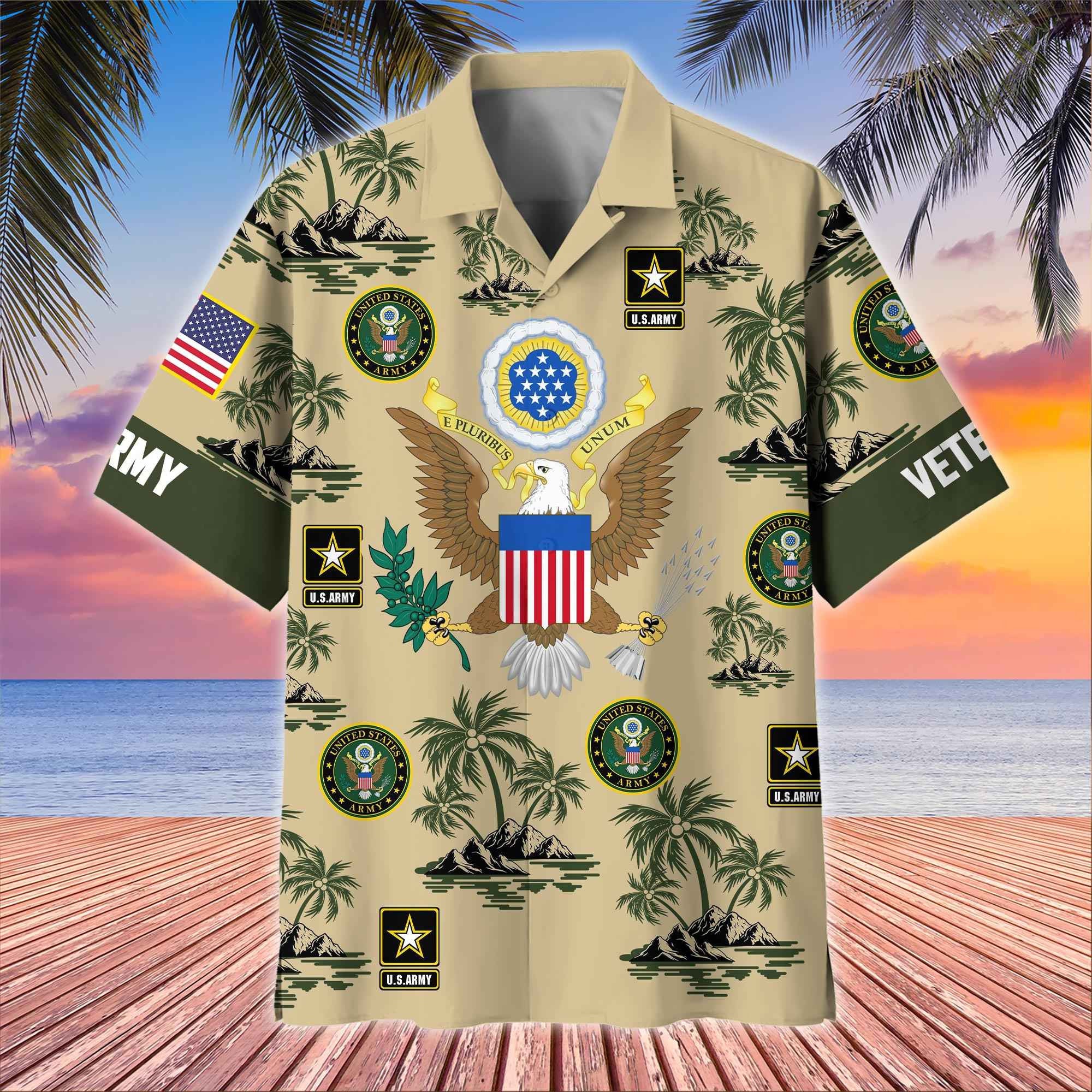 Premium US Veterans Hawaiian Shirt, Gifts For US Veterans, Gifts On Father's Day, Armed Forces Day, Veterans Day.