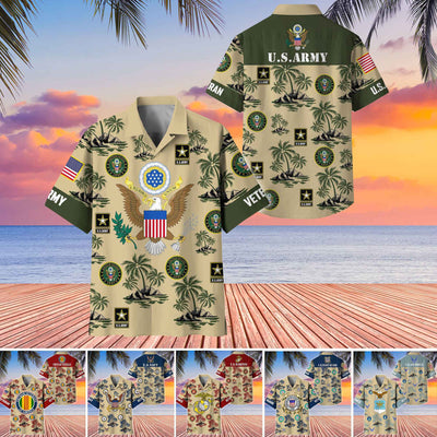 Premium US Veterans Hawaiian Shirt, Gifts For US Veterans, Gifts On Father's Day, Armed Forces Day, Veterans Day.