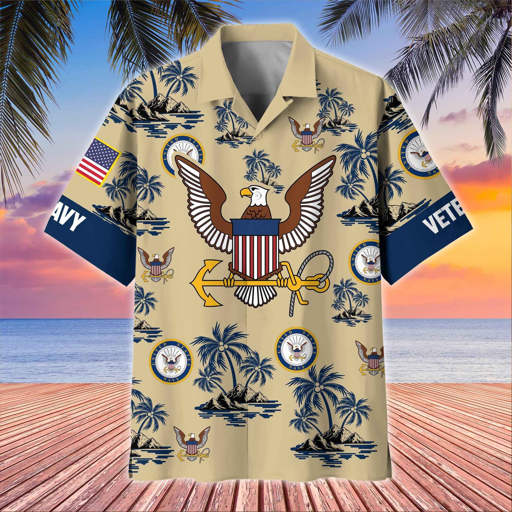 Premium US Veterans Hawaiian Shirt, Gifts For US Veterans, Gifts On Father's Day, Armed Forces Day, Veterans Day.