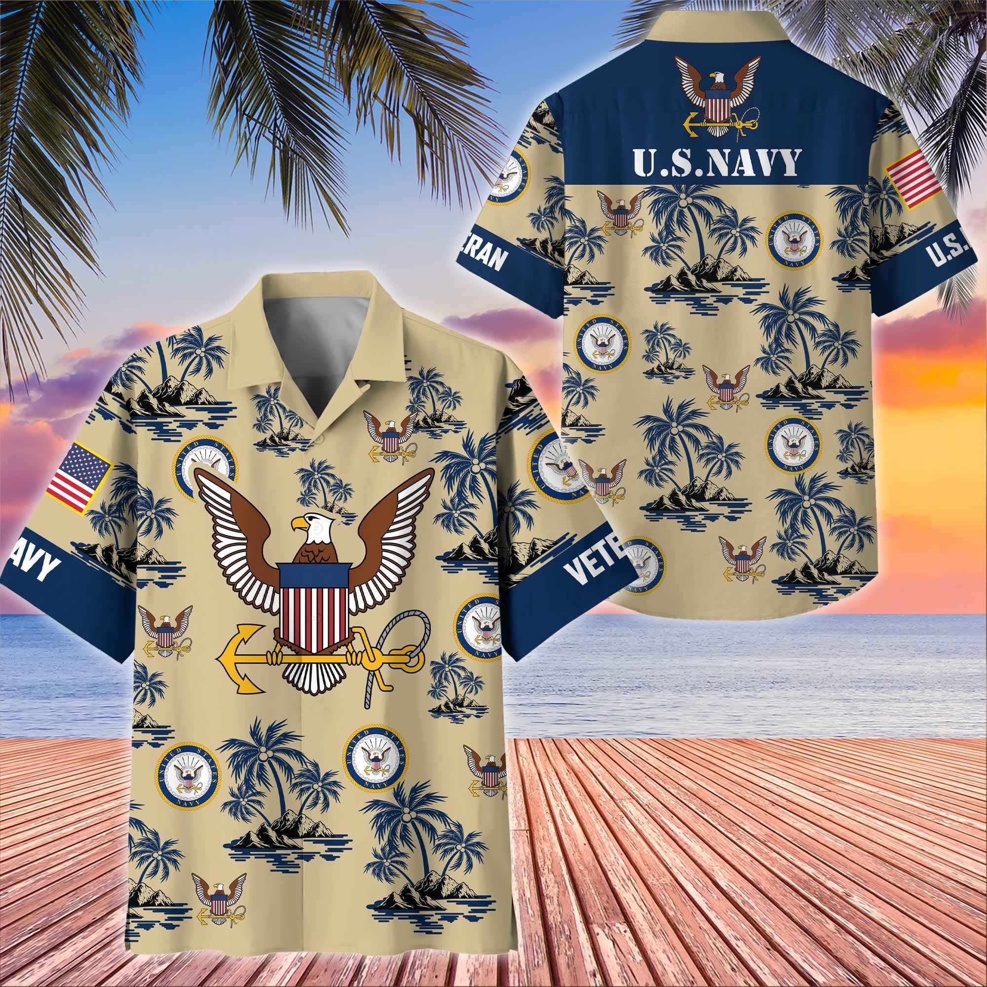 Premium US Veterans Hawaiian Shirt, Gifts For US Veterans, Gifts On Father's Day, Armed Forces Day, Veterans Day.