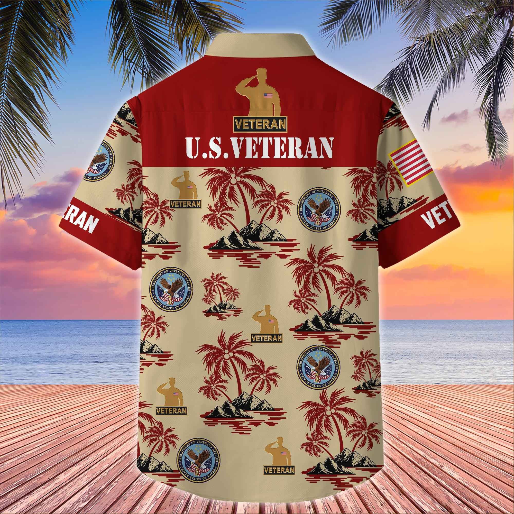 Premium US Veterans Hawaiian Shirt, Gifts For US Veterans, Gifts On Father's Day, Armed Forces Day, Veterans Day.