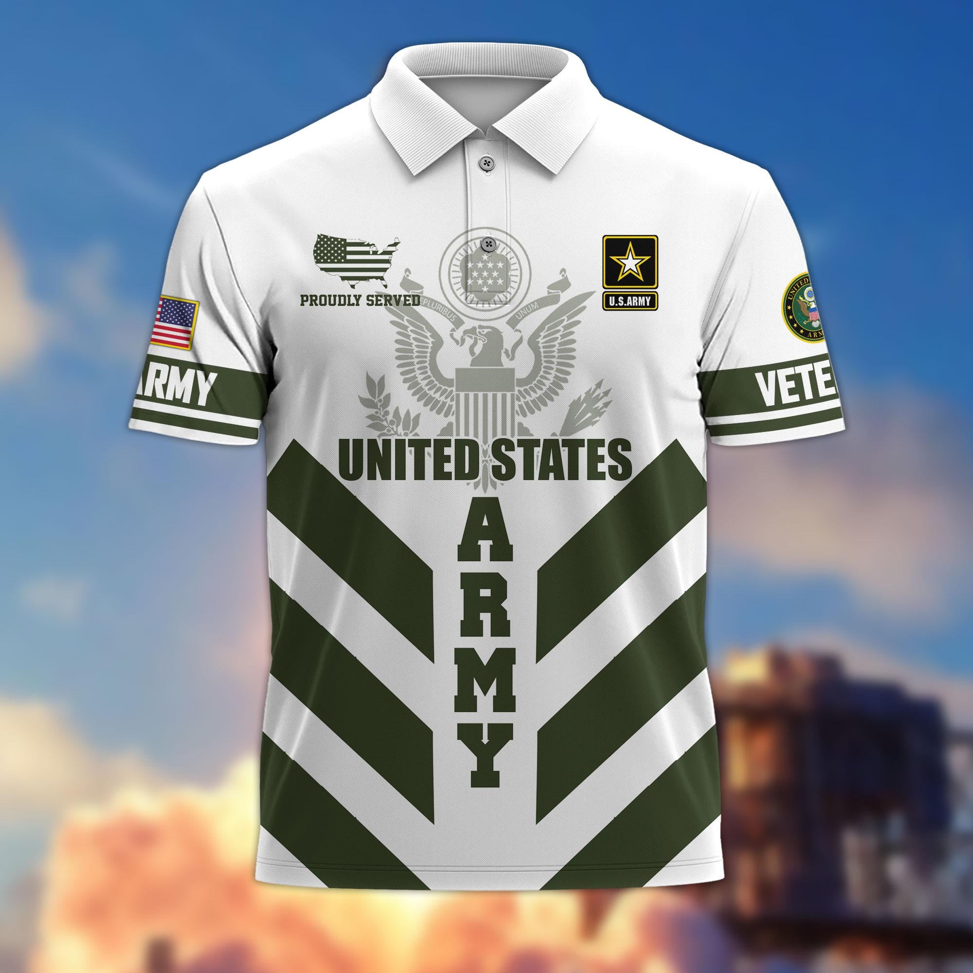 Premium US Veterans Polo Shirt, Gifts For US Veterans, Gifts On Father's Day, Armed Forces Day, Veterans Day.
