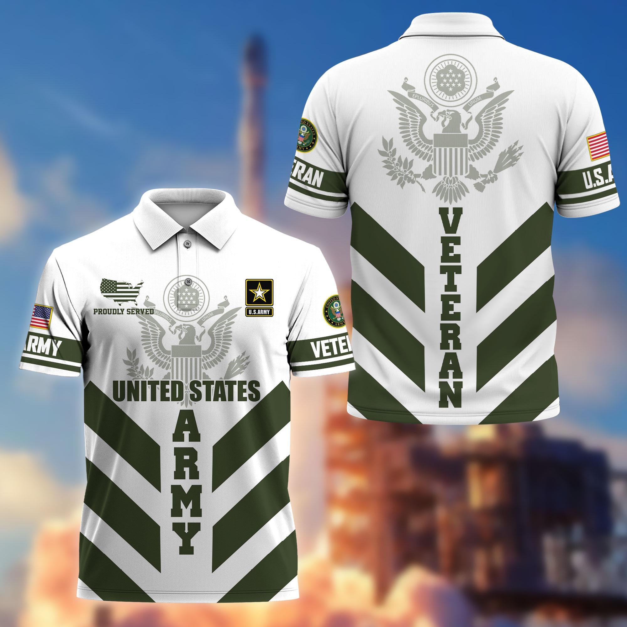 Premium US Veterans Polo Shirt, Gifts For US Veterans, Gifts On Father's Day, Armed Forces Day, Veterans Day.
