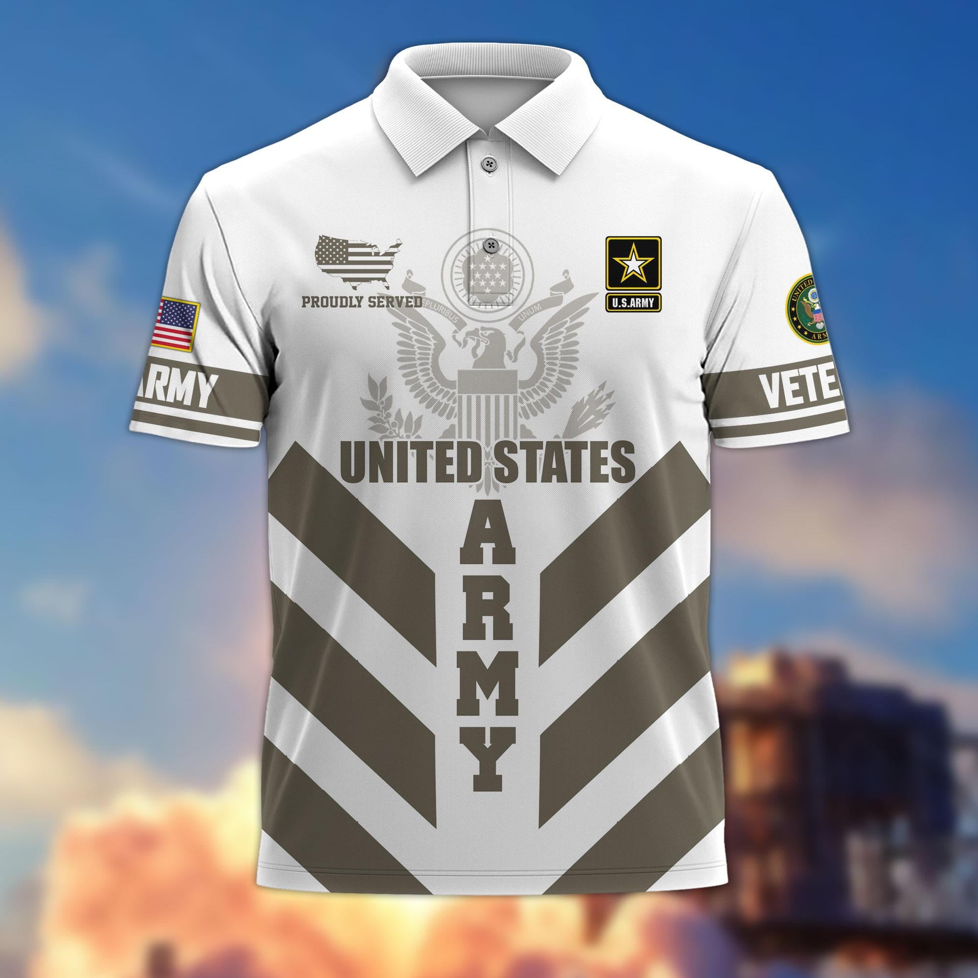 Premium US Veterans Polo Shirt, Gifts For US Veterans, Gifts On Father's Day, Armed Forces Day, Veterans Day.