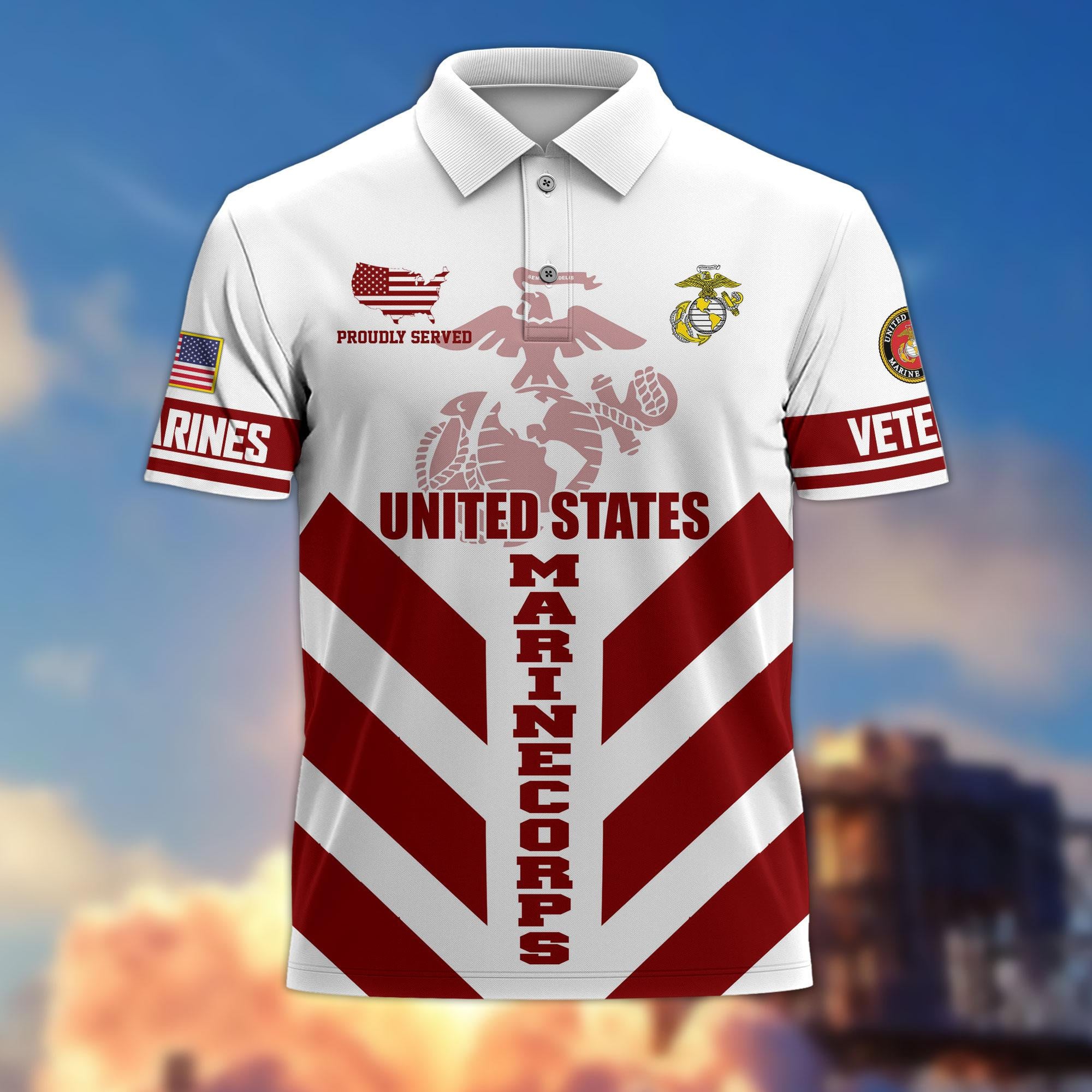 Premium US Veterans Polo Shirt, Gifts For US Veterans, Gifts On Father's Day, Armed Forces Day, Veterans Day.