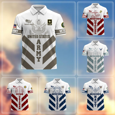 Premium US Veterans Polo Shirt, Gifts For US Veterans, Gifts On Father's Day, Armed Forces Day, Veterans Day.