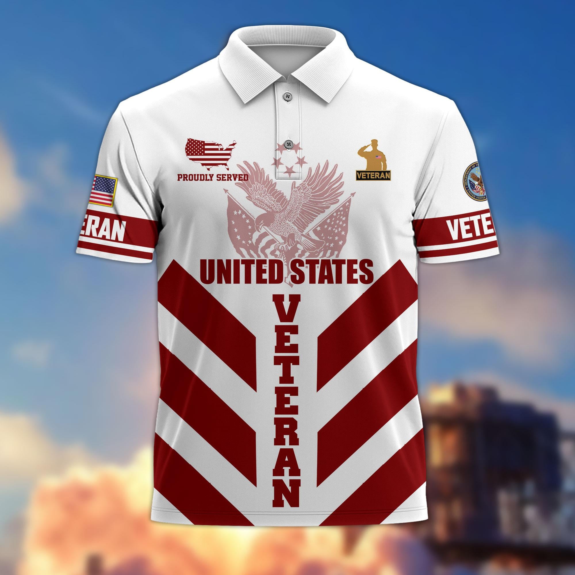 Premium US Veterans Polo Shirt, Gifts For US Veterans, Gifts On Father's Day, Armed Forces Day, Veterans Day.