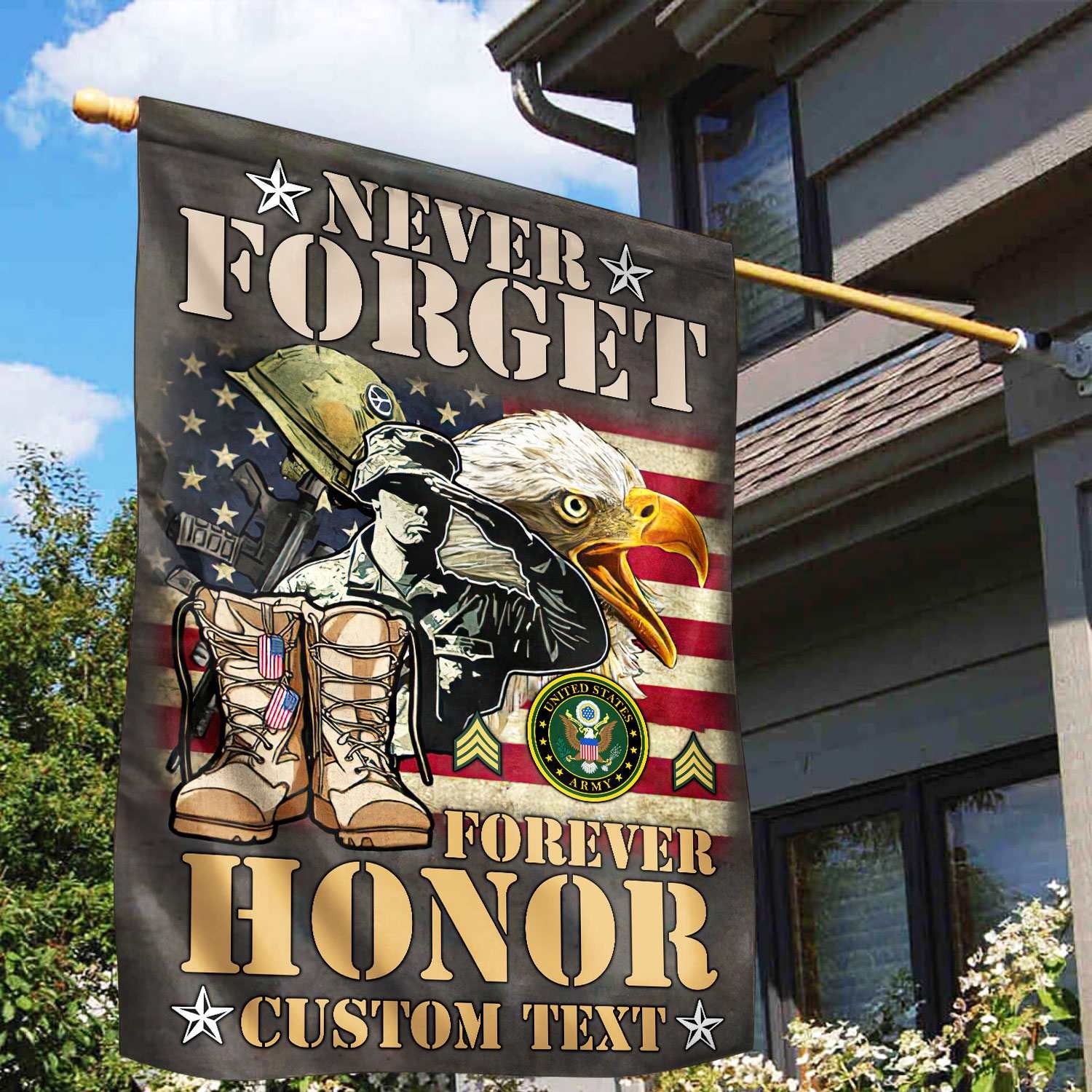 Premium Custom US Army Veteran Flag, Gift For Army Veteran, American Flag, Patriotic Flag, Garden Flag, House Flag