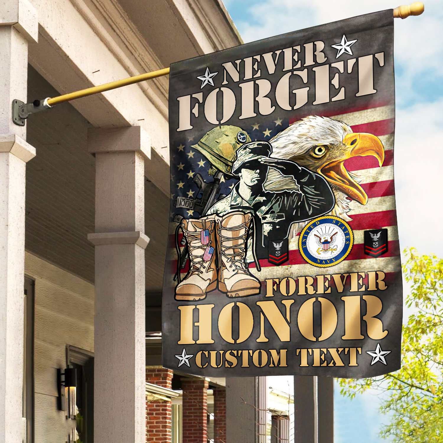Premium Custom US Navy Veteran Flag, Gift For Navy Veteran, American Flag, Patriotic Flag, Garden Flag, House Flag
