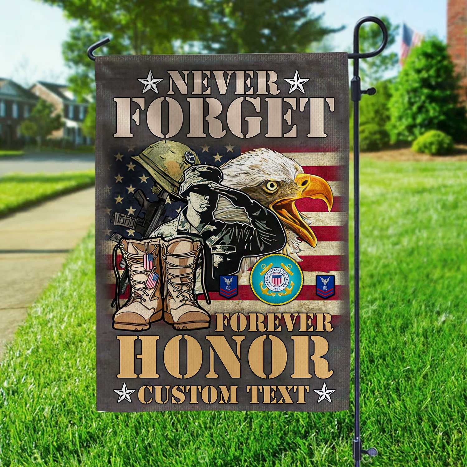 Premium Custom USCG Veteran Flag, Gift For Coast Guard Veteran, American Flag, Patriotic Flag, Garden Flag, House Flag