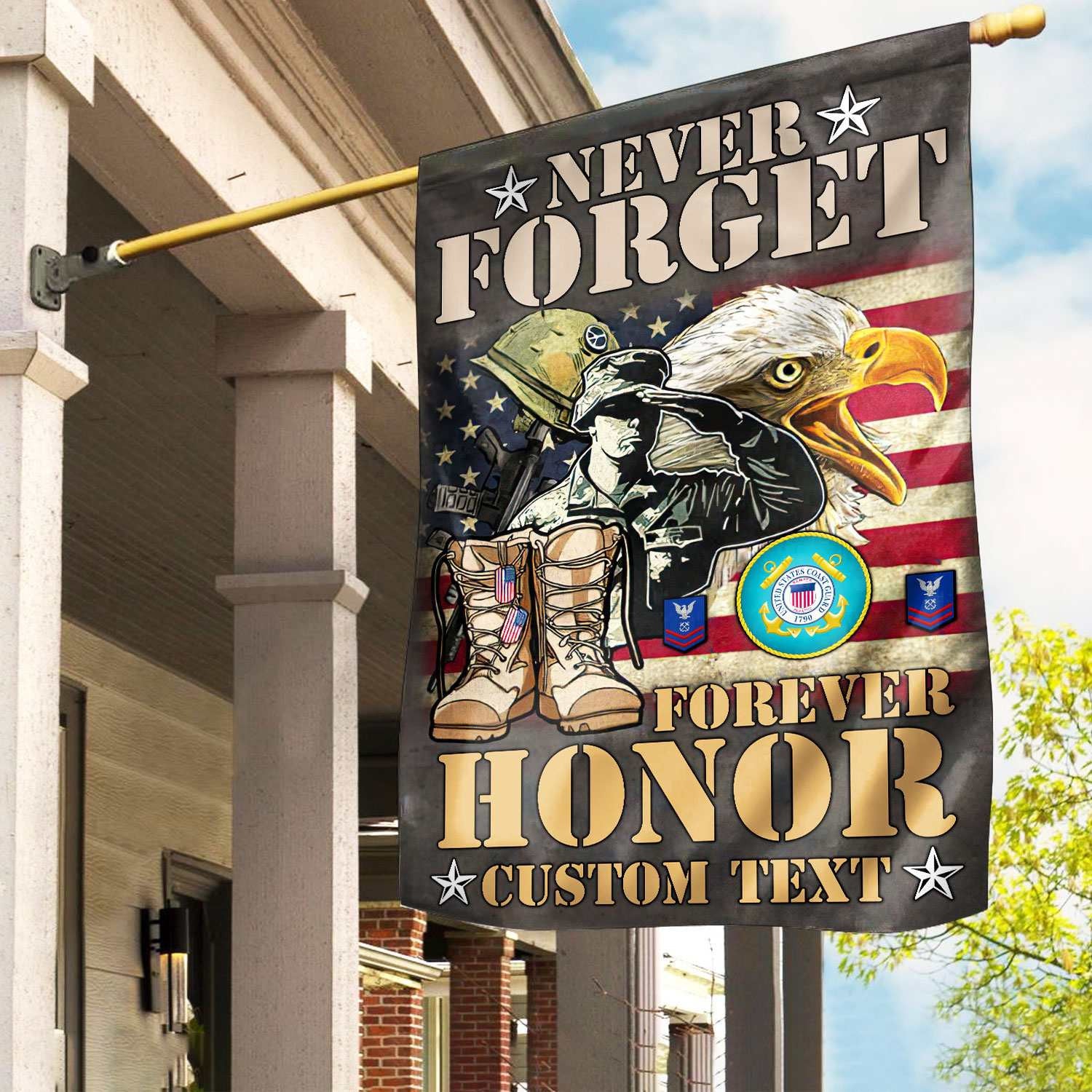 Premium Custom USCG Veteran Flag, Gift For Coast Guard Veteran, American Flag, Patriotic Flag, Garden Flag, House Flag