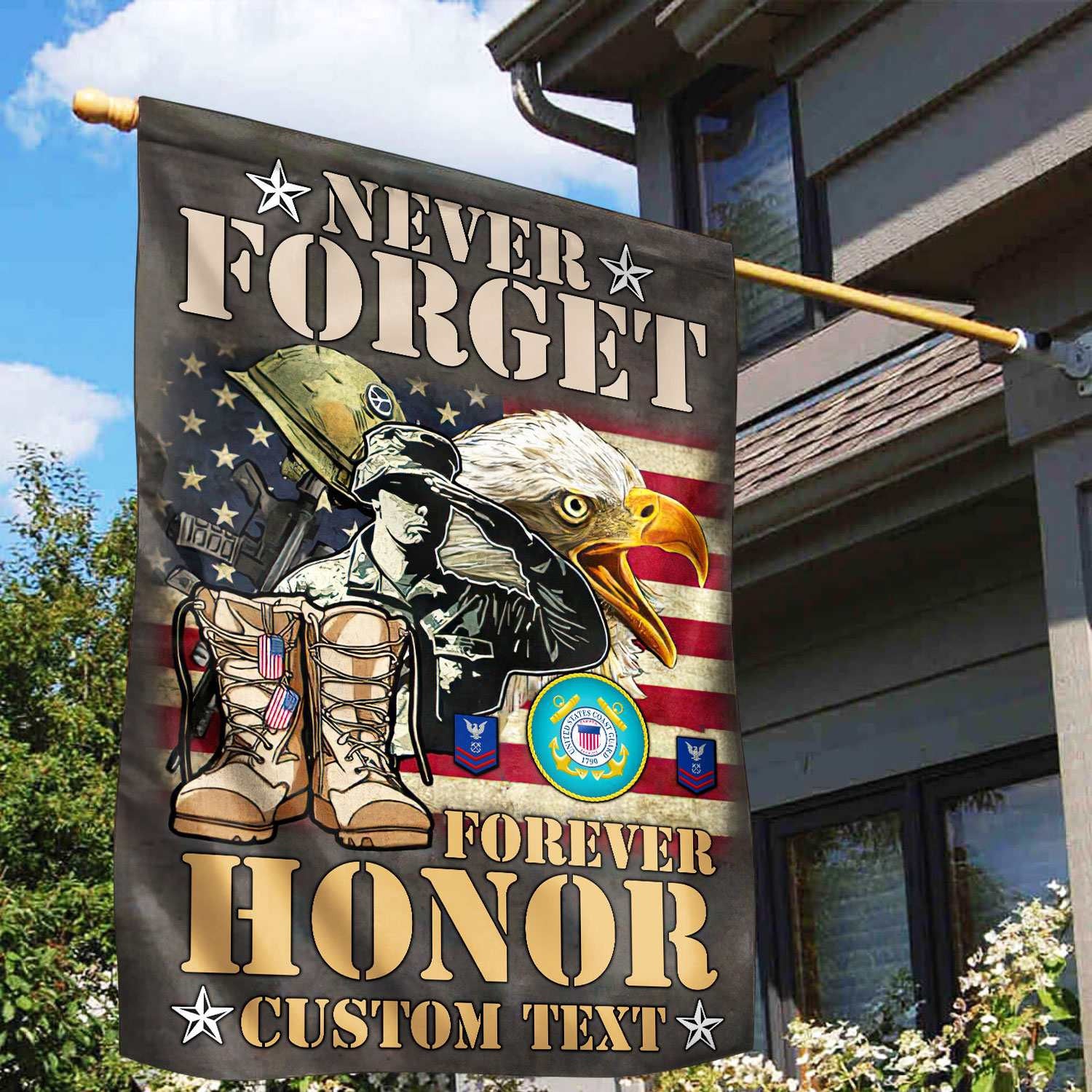 Premium Custom USCG Veteran Flag, Gift For Coast Guard Veteran, American Flag, Patriotic Flag, Garden Flag, House Flag